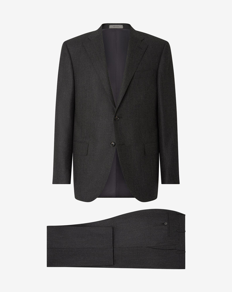 Grey wool flannel and cashmere suit 1