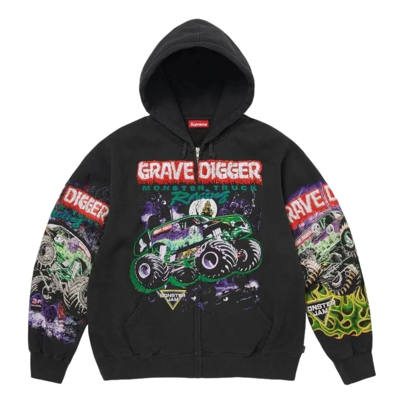Supreme x Grave Digger SS26 Zip Up Hooded Sweatshirt 'Black' SUP-SS26-320 - 1