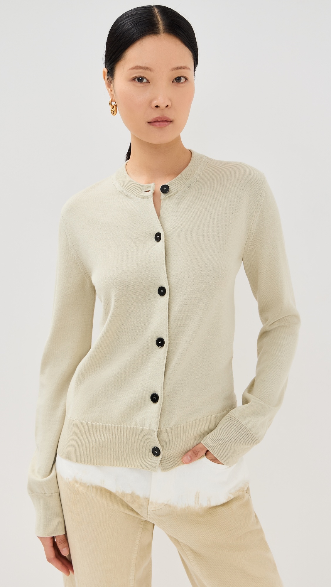Wool Crew Neck Cardigan - 6