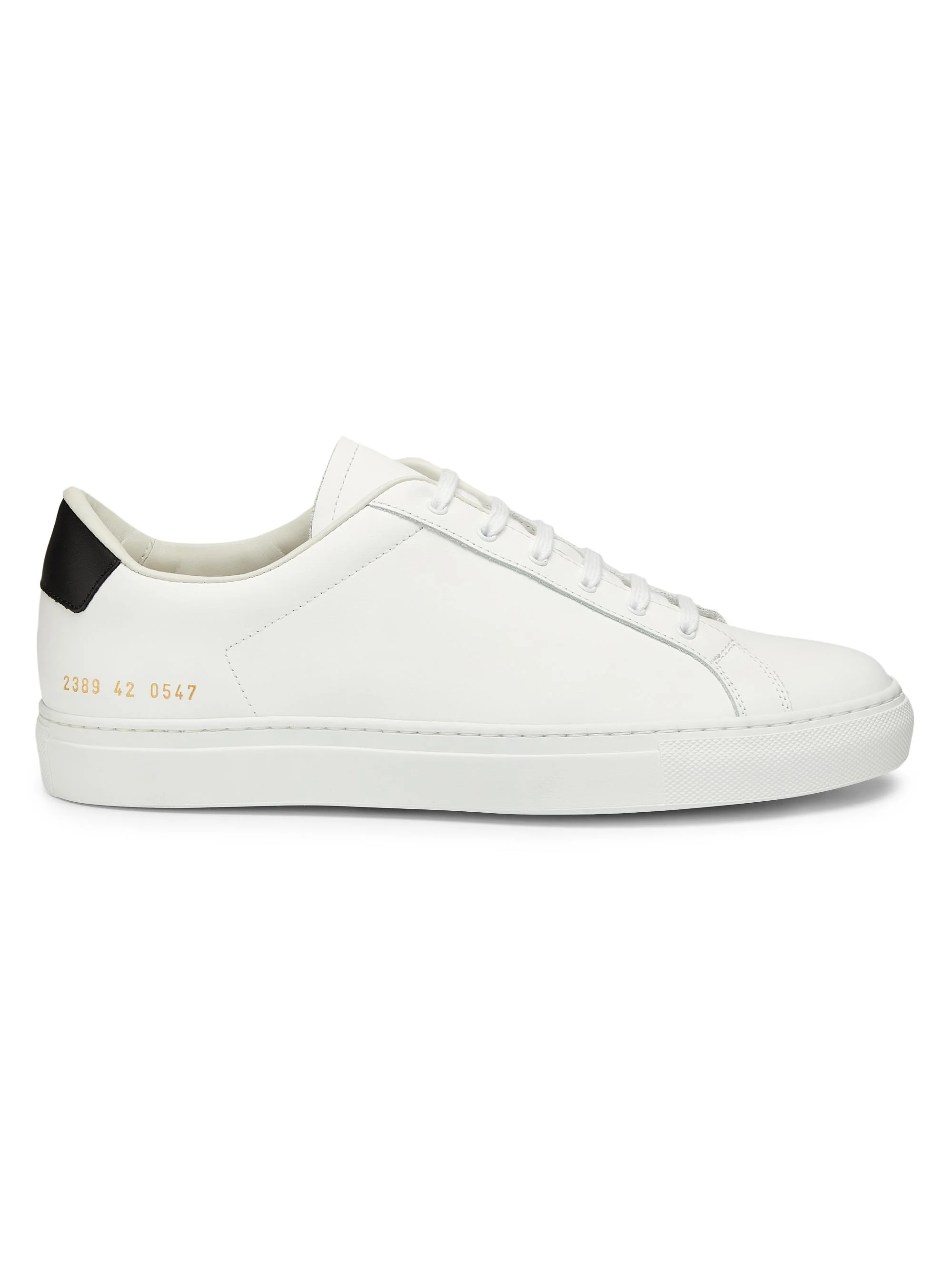 Men's Retro Classic Leather Low-Top Sneakers - White Black - 1