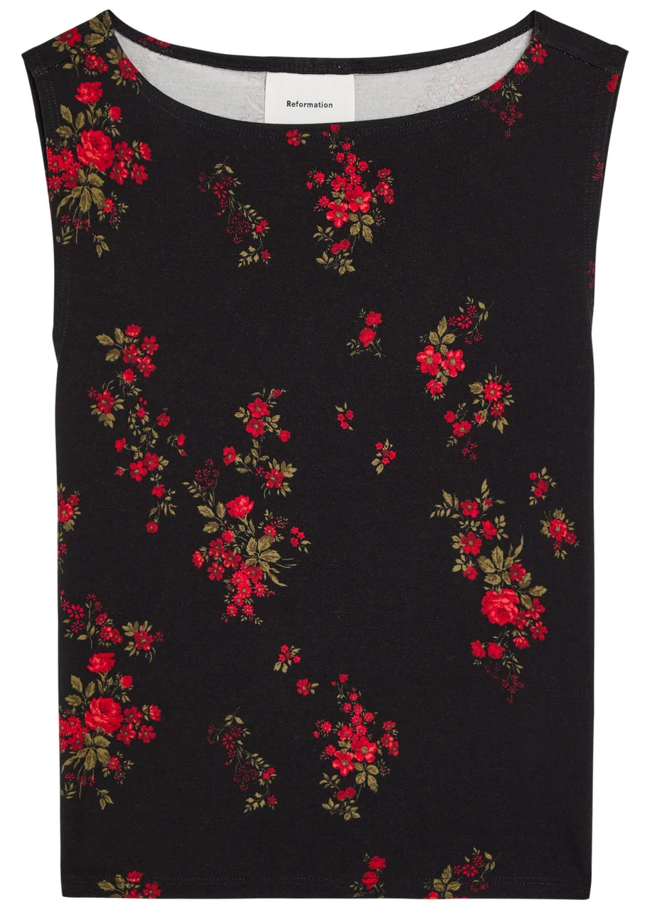 Reformation Dusk Floral-print Stretch-jersey top - 1