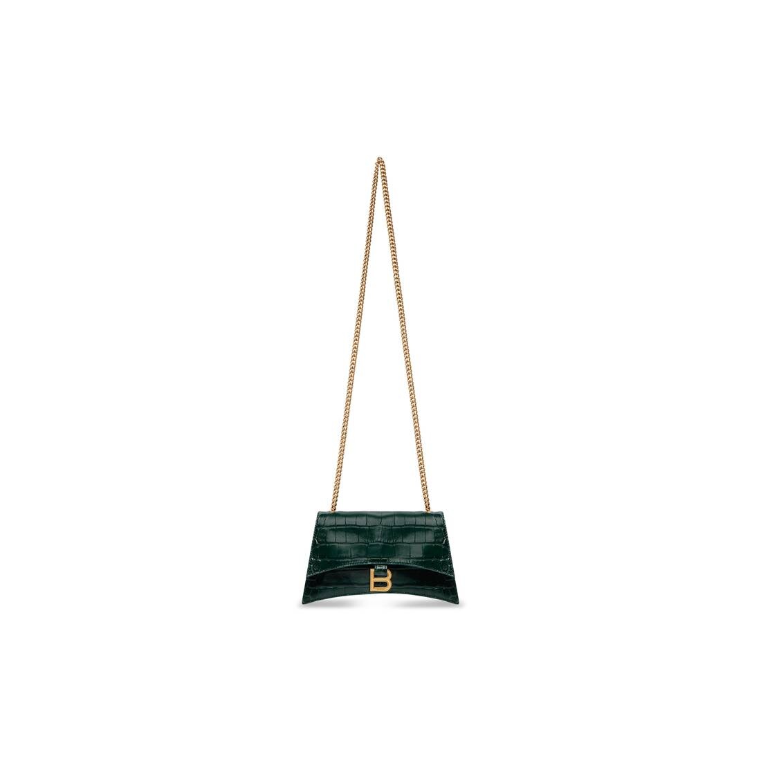 Women's Crush Xs Chain Bag Crocodile Embossed  in Forest Green - 8