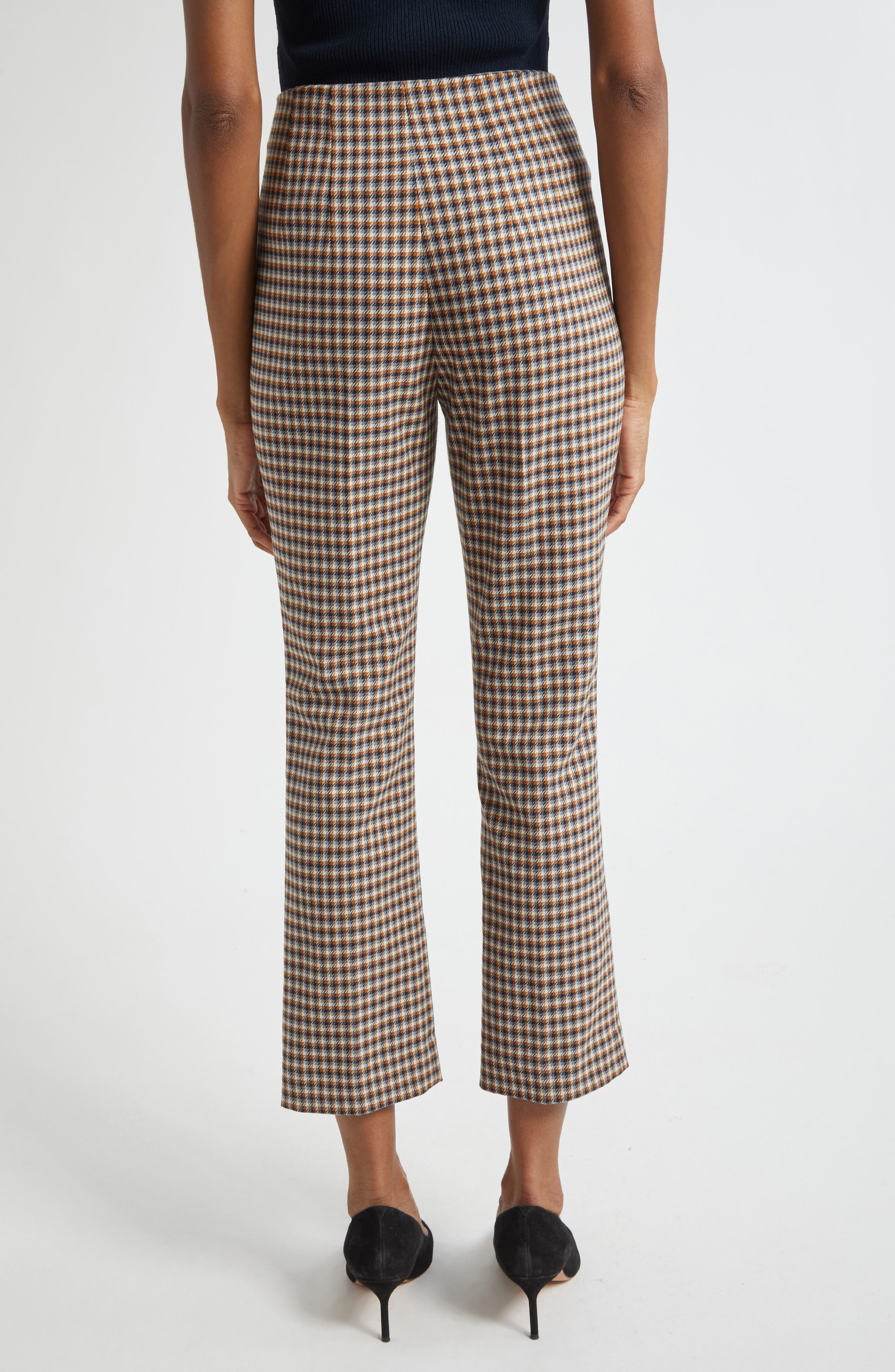 Veronica Beard Kean Check Crop Pants in Navy Multi at Nordstrom - 3