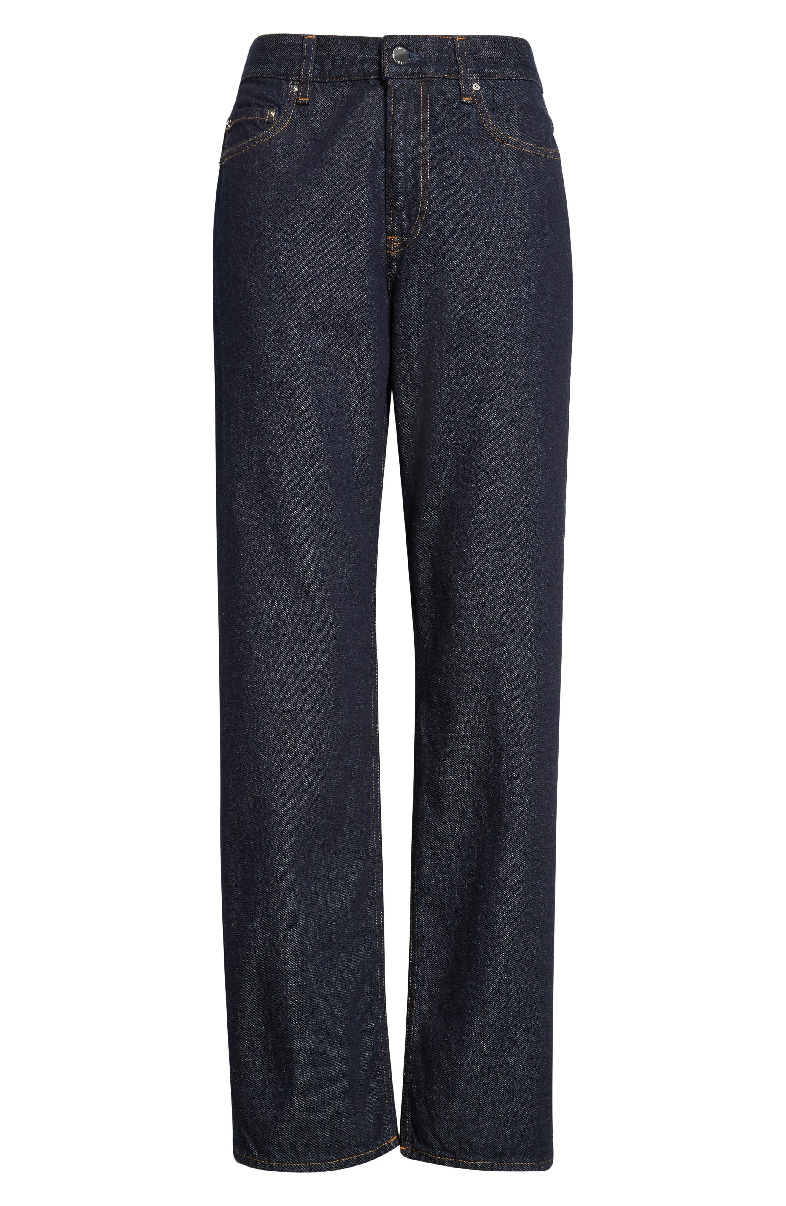 TOTEME Low Rise Organic Cotton Denim Straight Leg Jeans in Rinsed Blue at Nordstrom - 5