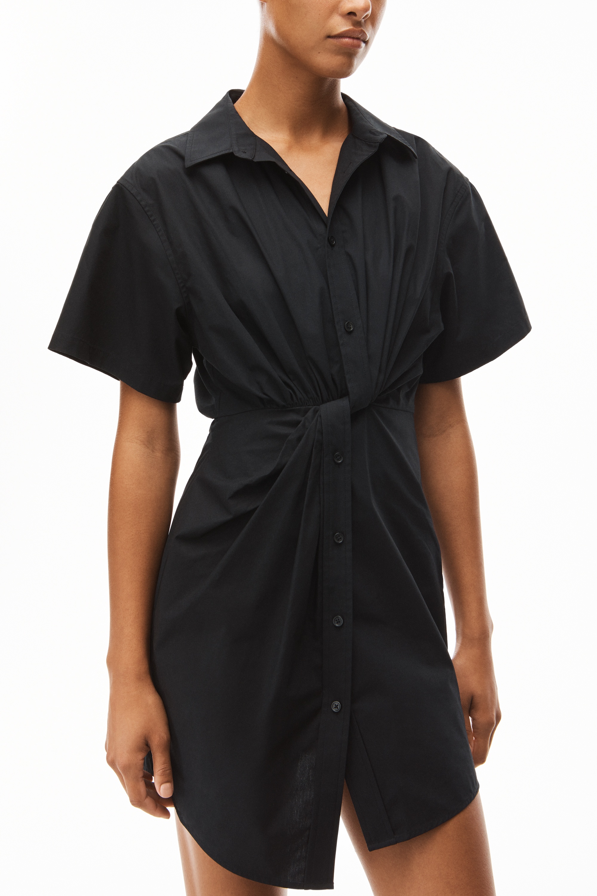 TWISTED PLACKET DRESS IN COMPACT COTTON - 3