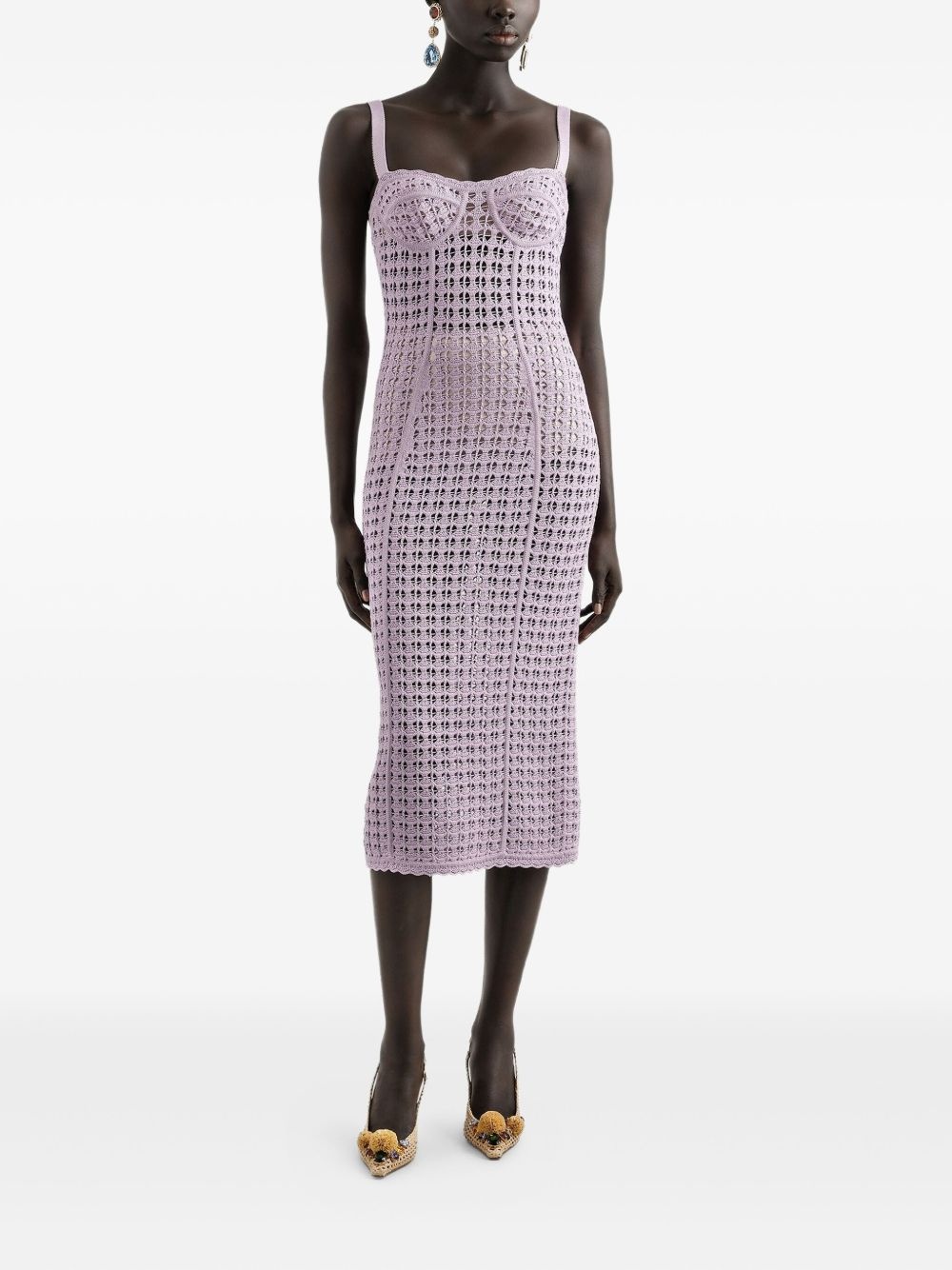 open-knit midi dress - 2