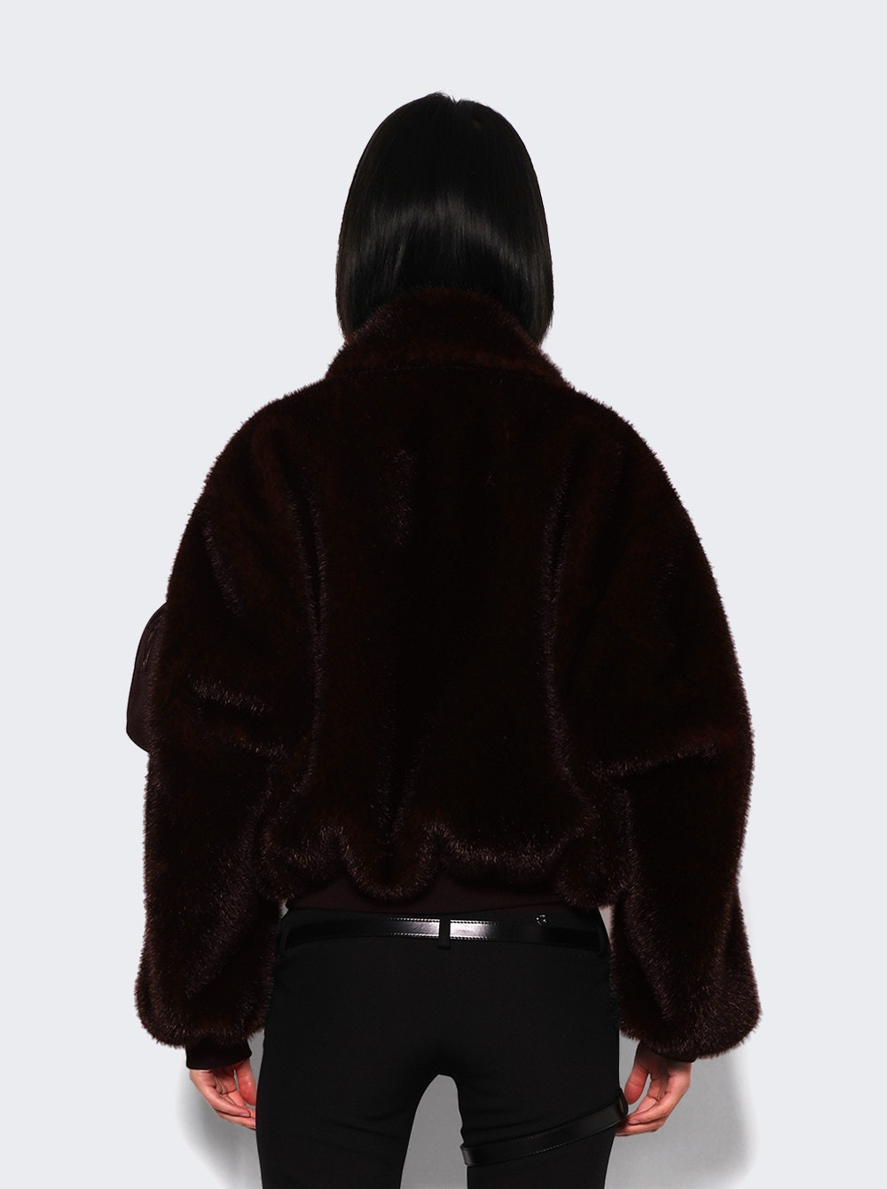 Faux Fur Bomber Jacket Brown - 4