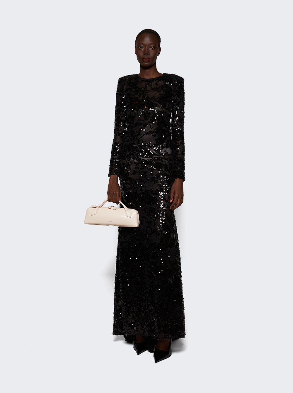 Backless Sequin Gown Black - 5