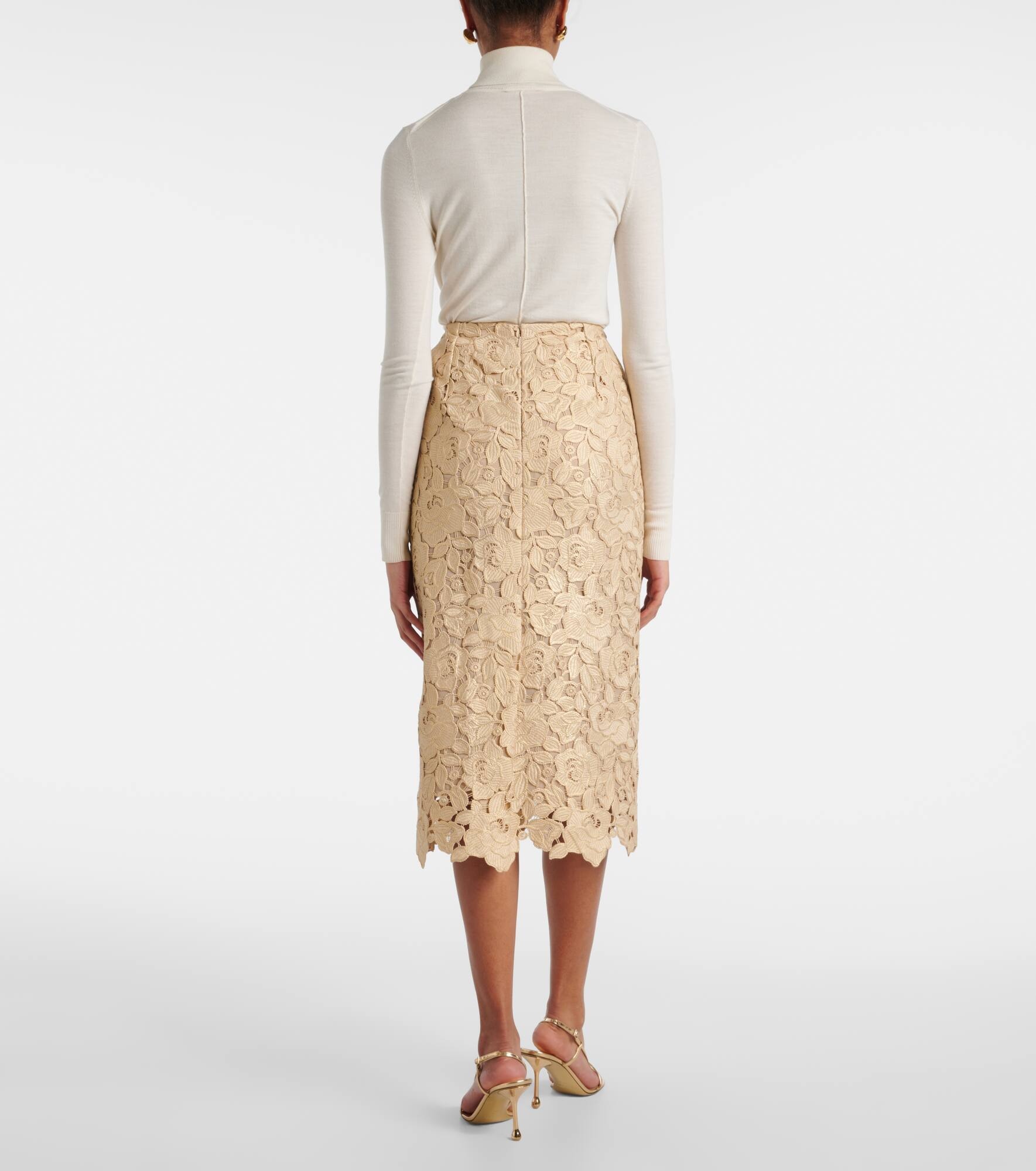 Guipure lace pencil skirt - 3