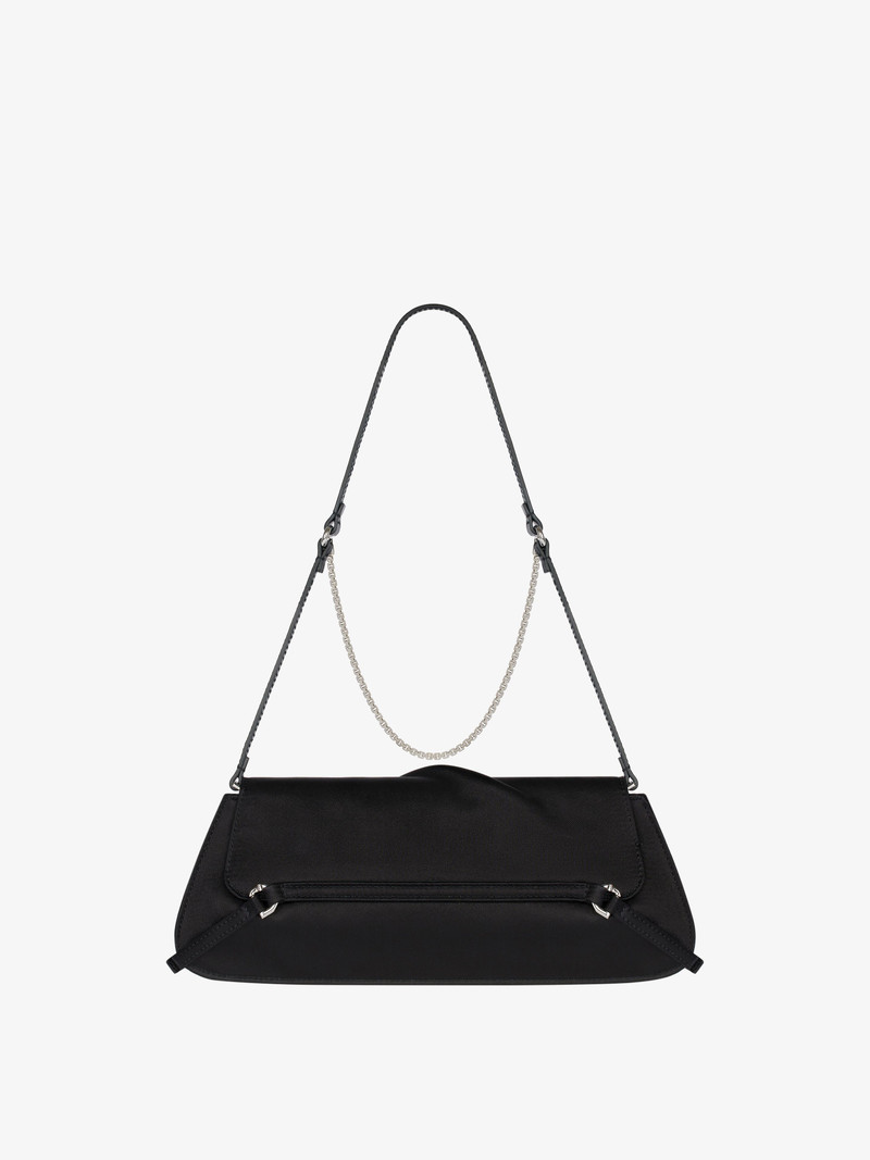 VOYOU CLUTCH BAG IN DRAPED SATIN WITH FLORAL ORNAMENT 5