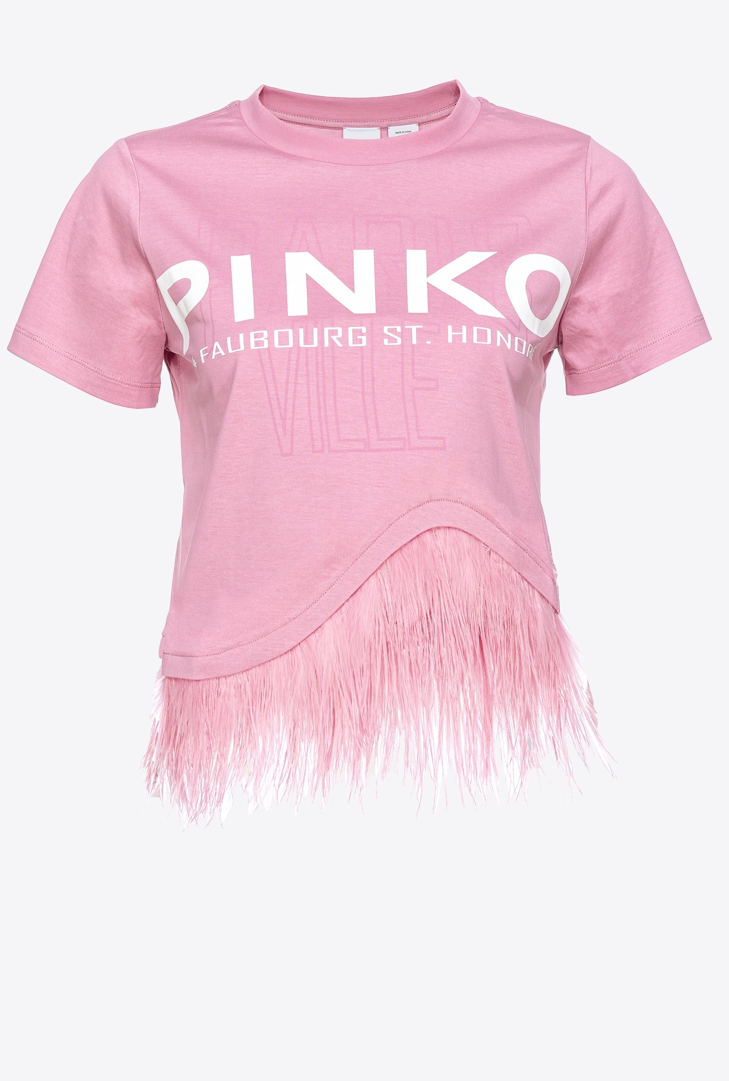 PINKO CITIES T-SHIRT WITH FEATHERS - 1