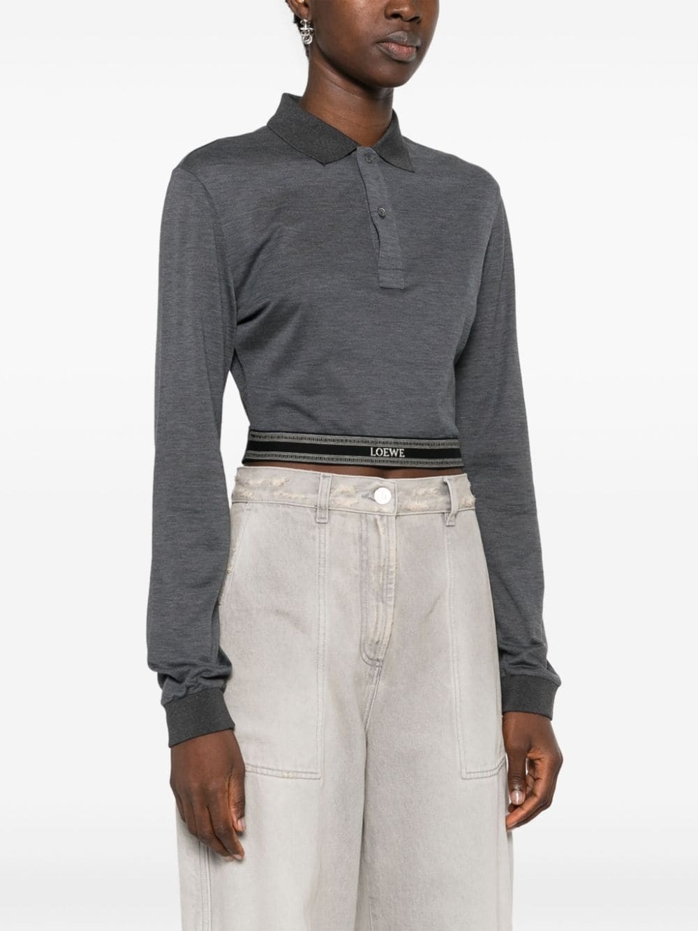 logo-waistband cropped polo shirt - 3