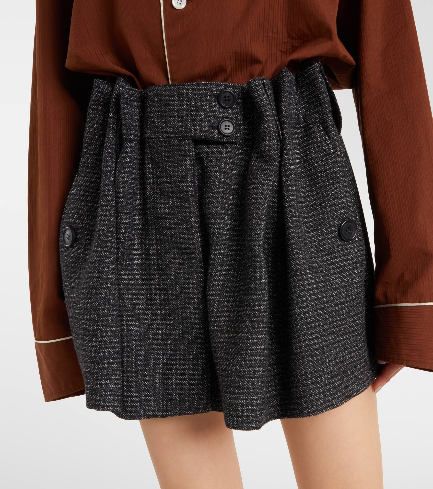 Herringbone virgin wool miniskirt - 4