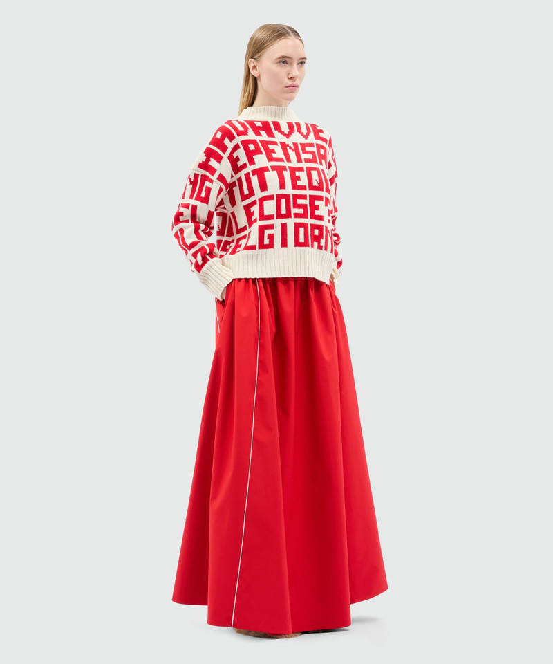 Caterina Frongia x MSGM cream sweater with red jacquard quotes 4