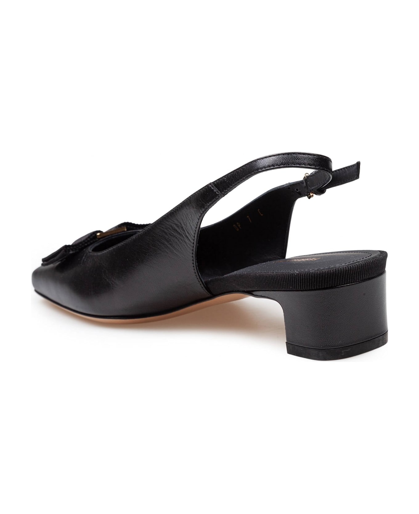 Slingback Rivalda In Black Leather - 4