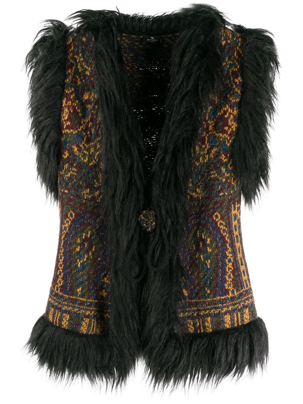 faux fur-trimmed knit vest - 1