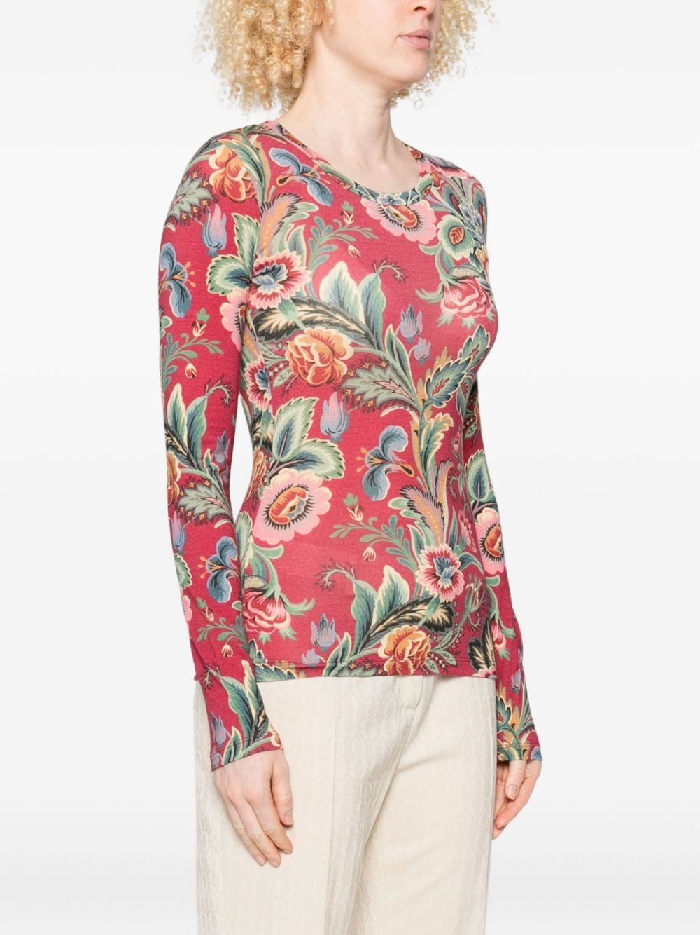 floral-print long-sleeve top - 3