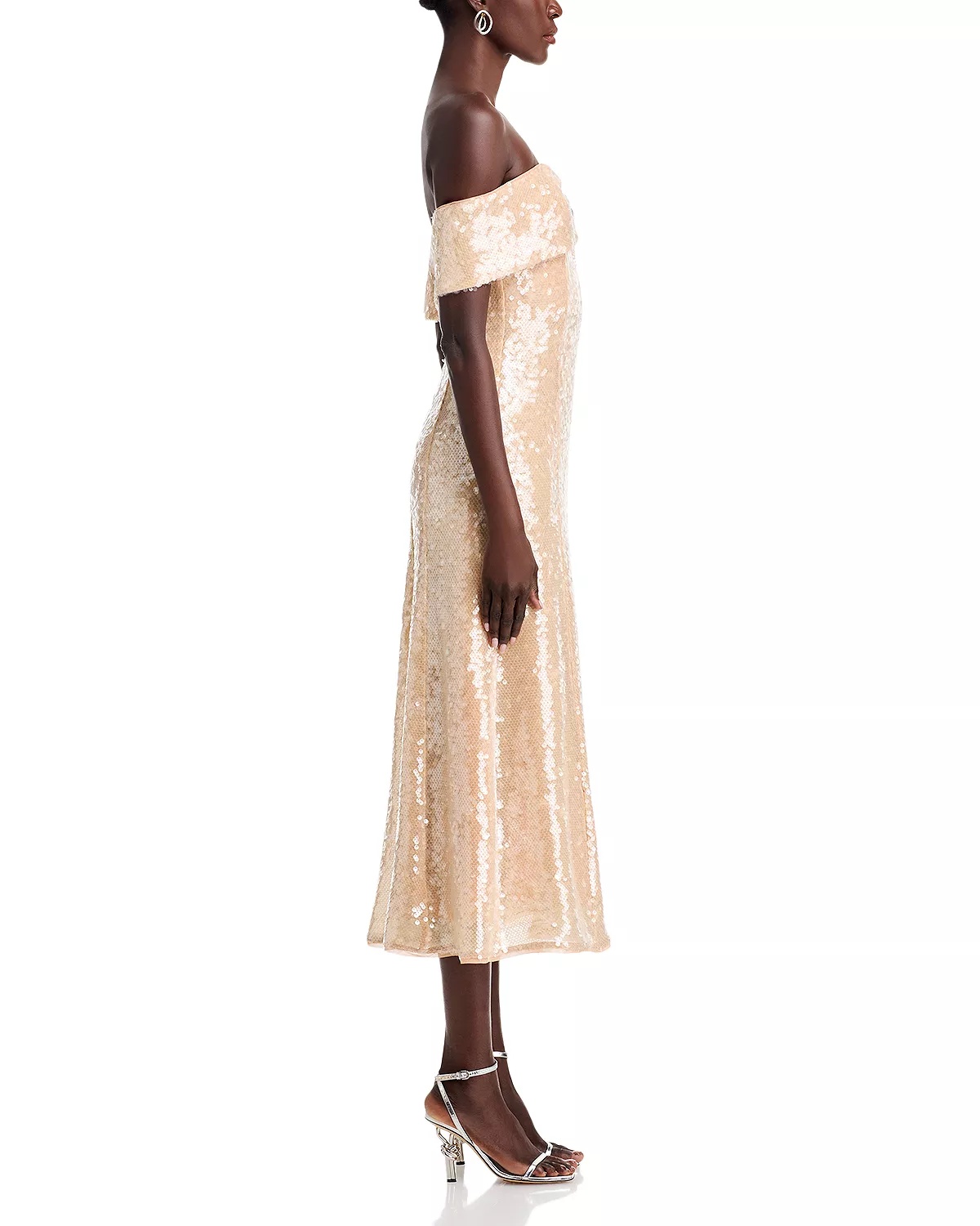 Gold Sequin Off-the-Shoulder Dress - Exclusive - 5