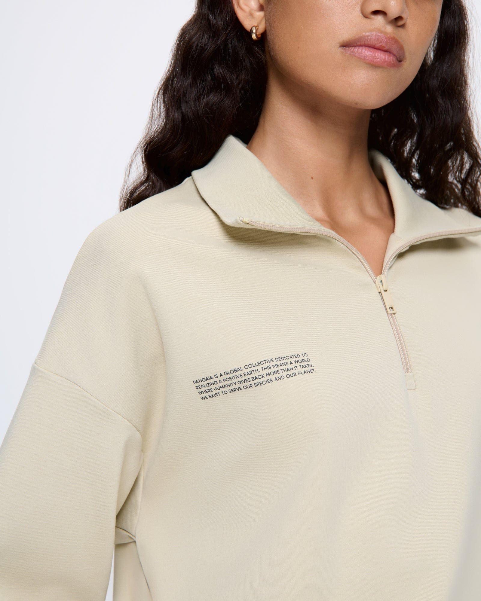 Womens DNA Double Jersey Half Zip Sweatshirt - Maitake Beige - 4