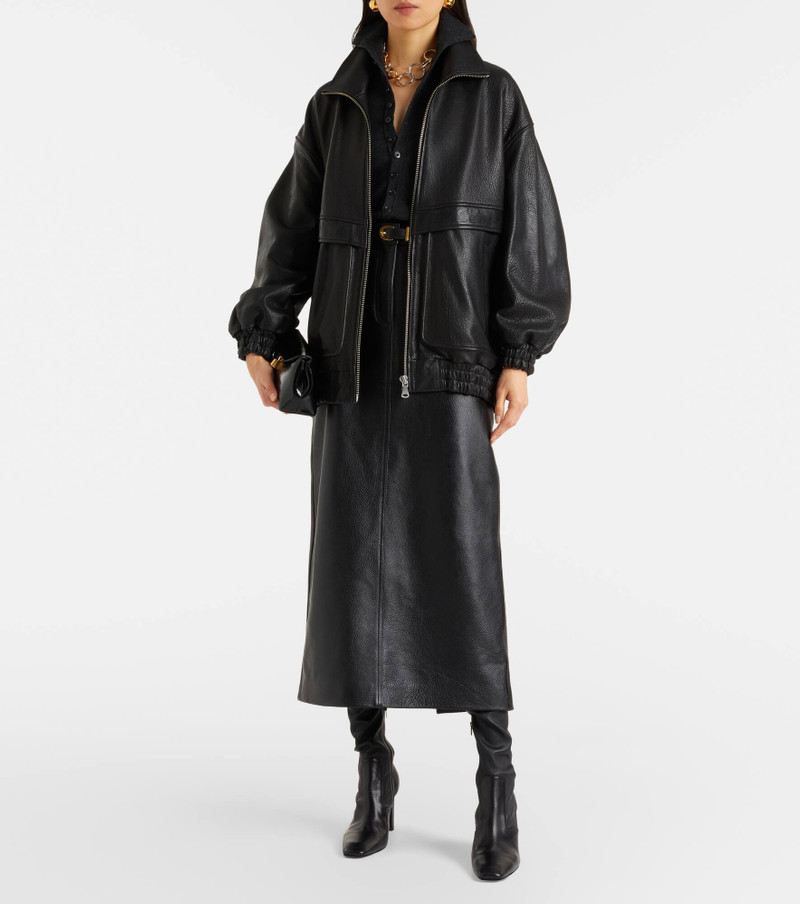 NOUR HAMMOUR Beck leather bomber jacket outlook