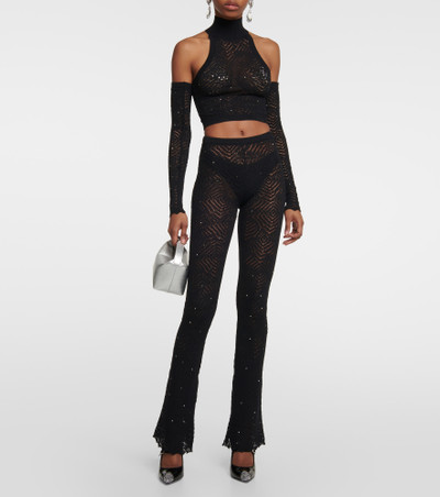 Alessandra Rich Embellished high-rise flared lace pants outlook