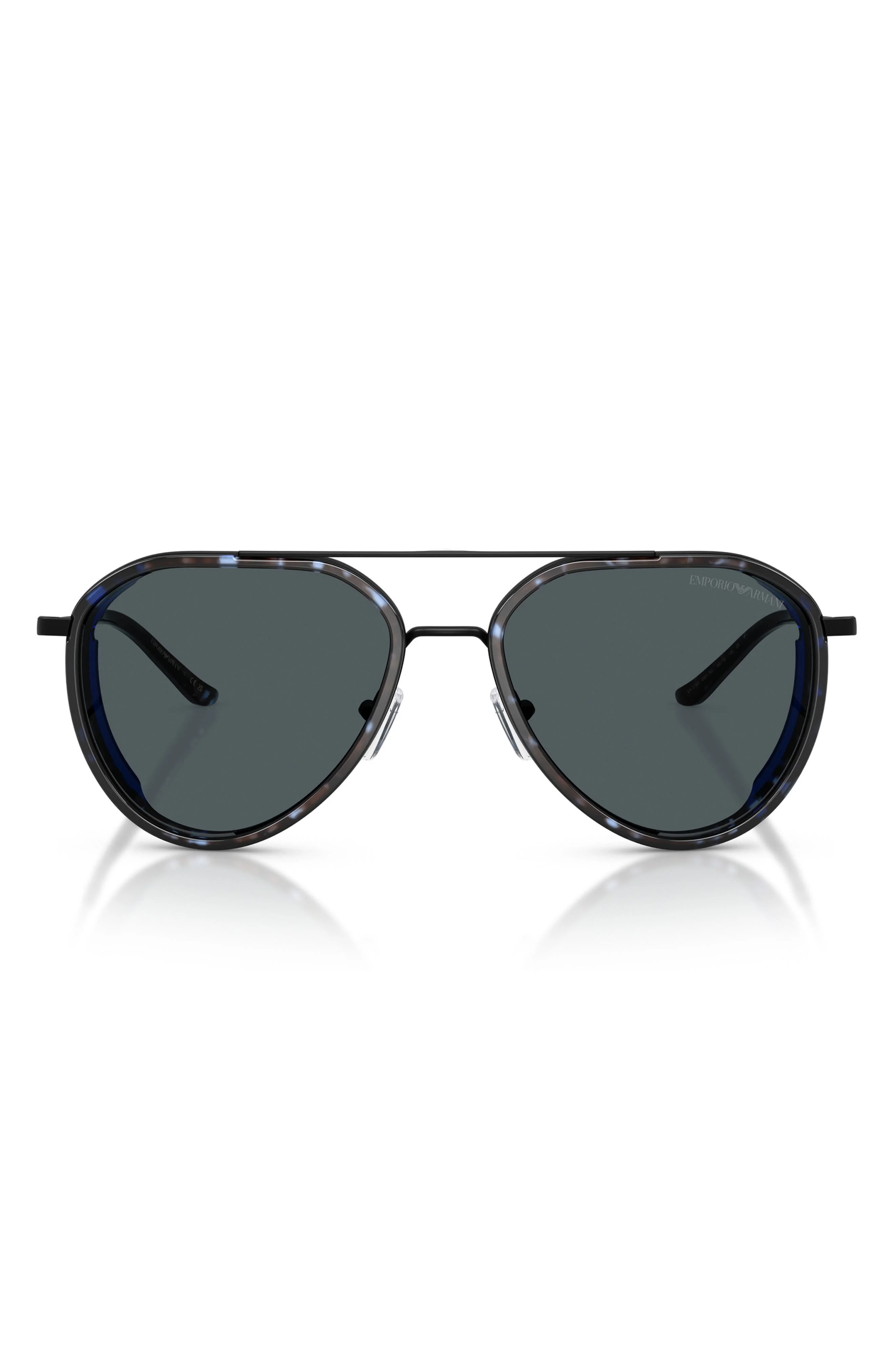 Emporio Armani 56mm Pilot Sunglasses in Matte Black /Dark Grey at Nordstrom - 1