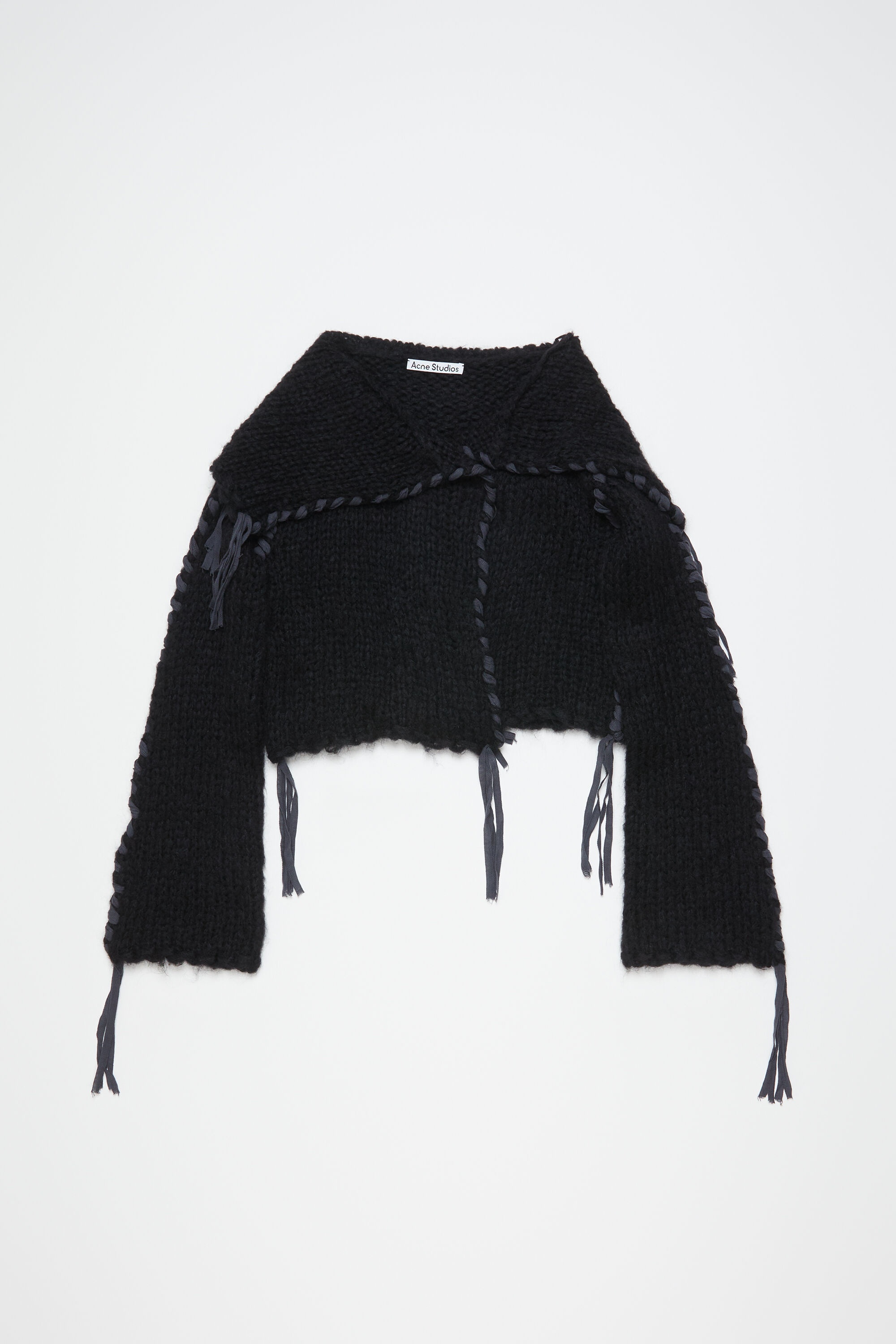 Lacing knit cardigan - Black - 1