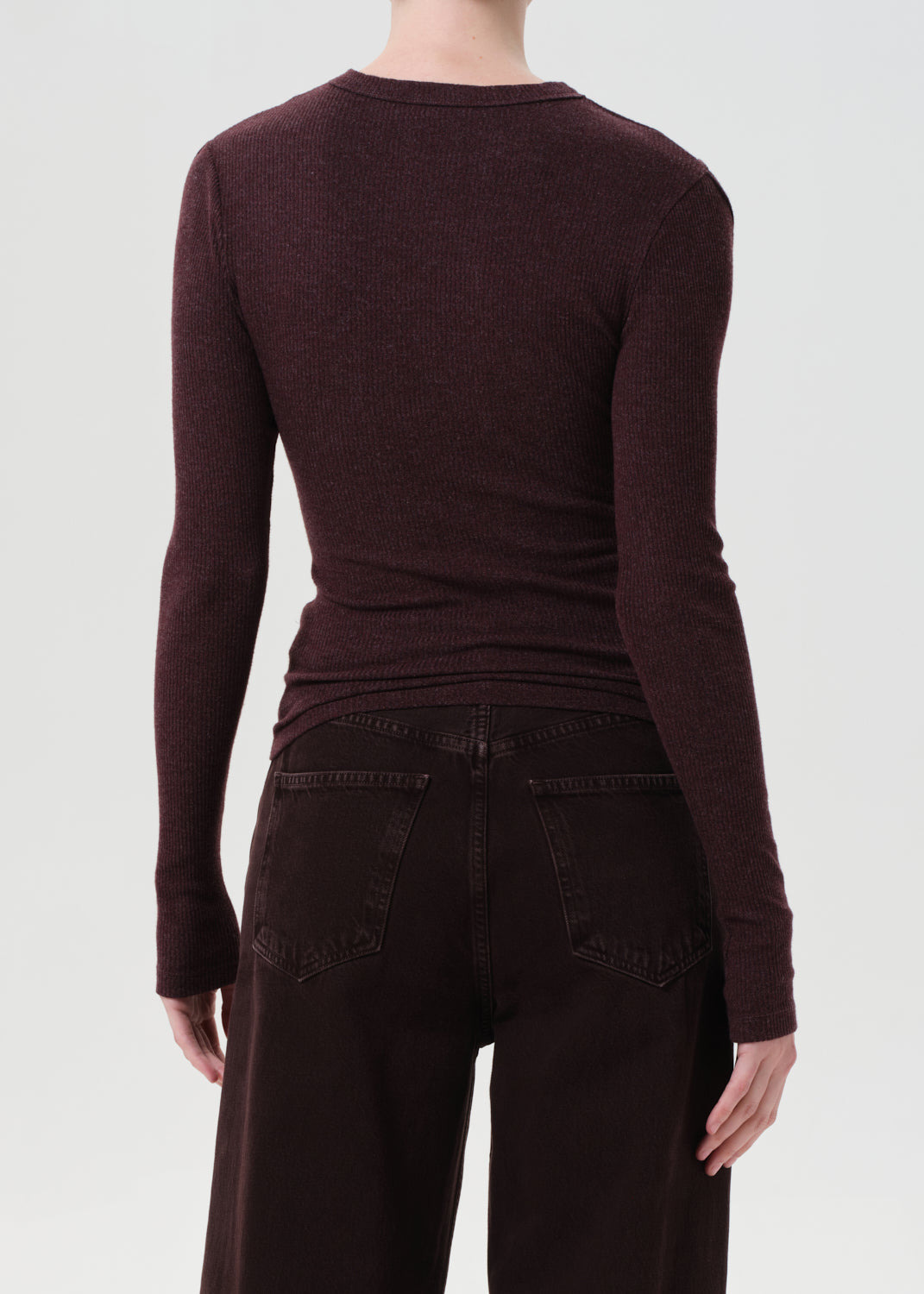 PIERCE LONG SLEEVE TEE IN RAISIN - 2