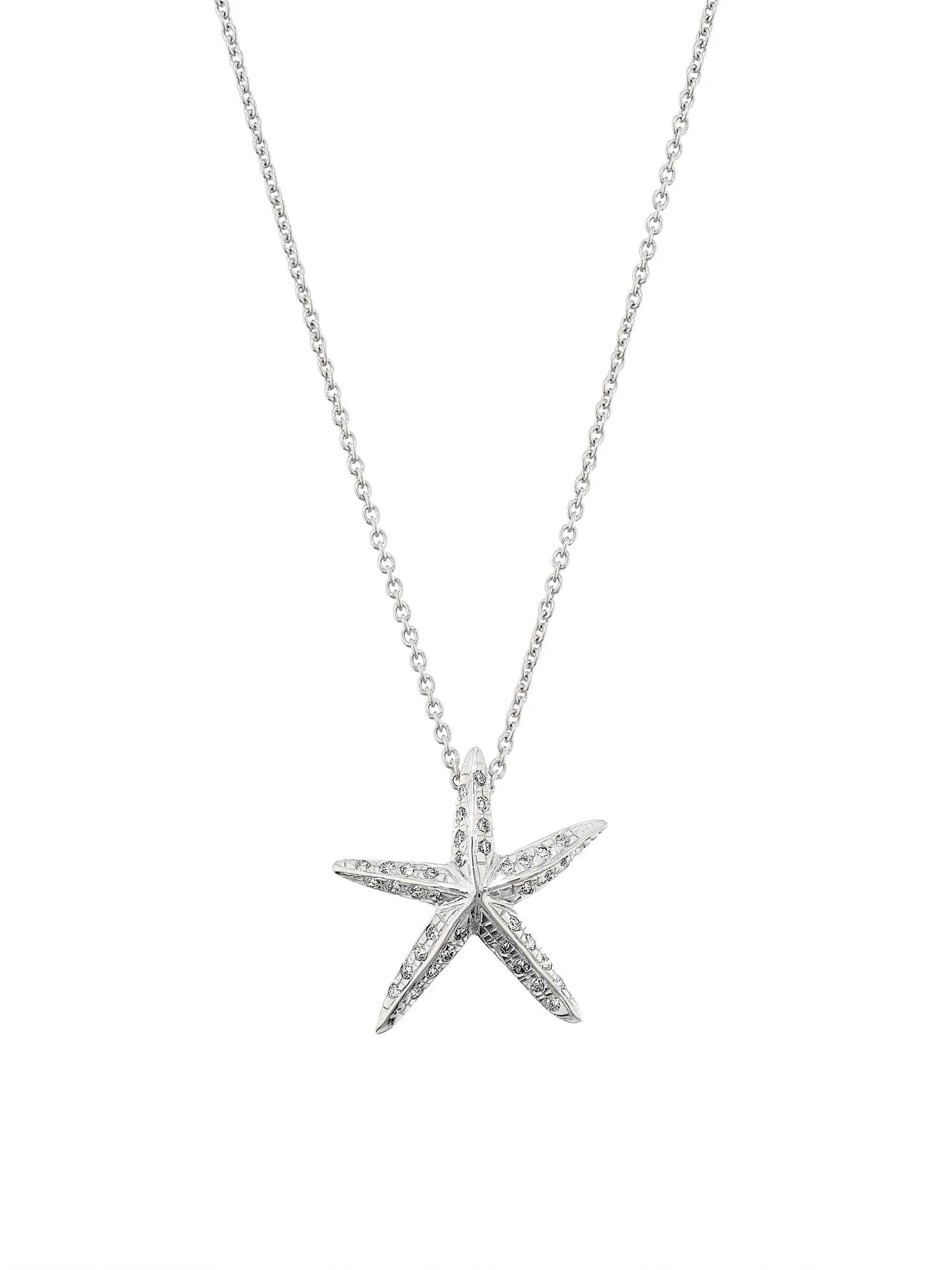 Women's Tiny Treasures 18K White Gold & 0.16 TCW Diamond Starfish Pendant Necklace - White Gold - 1