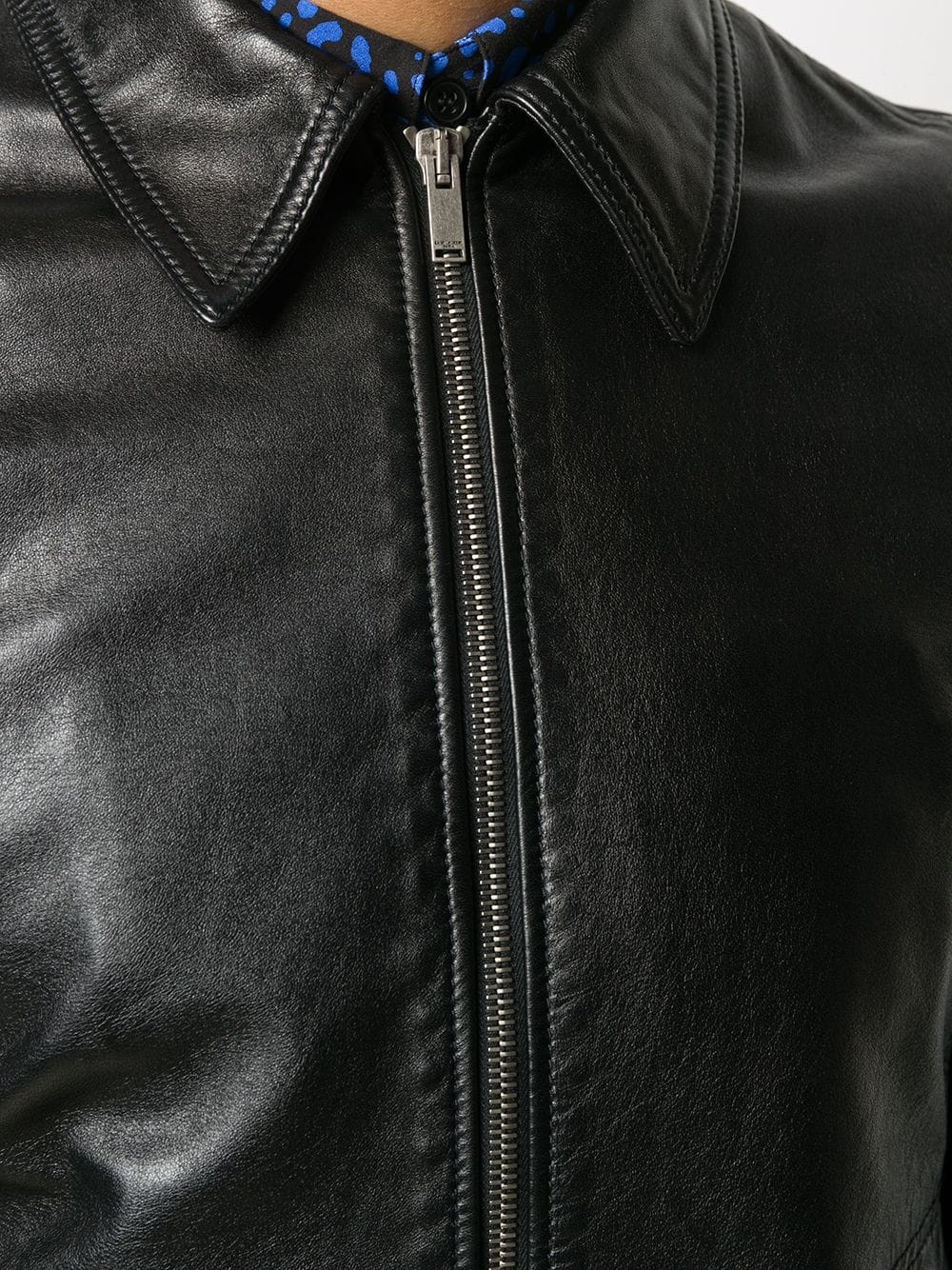 zip-up leather jacket - 5