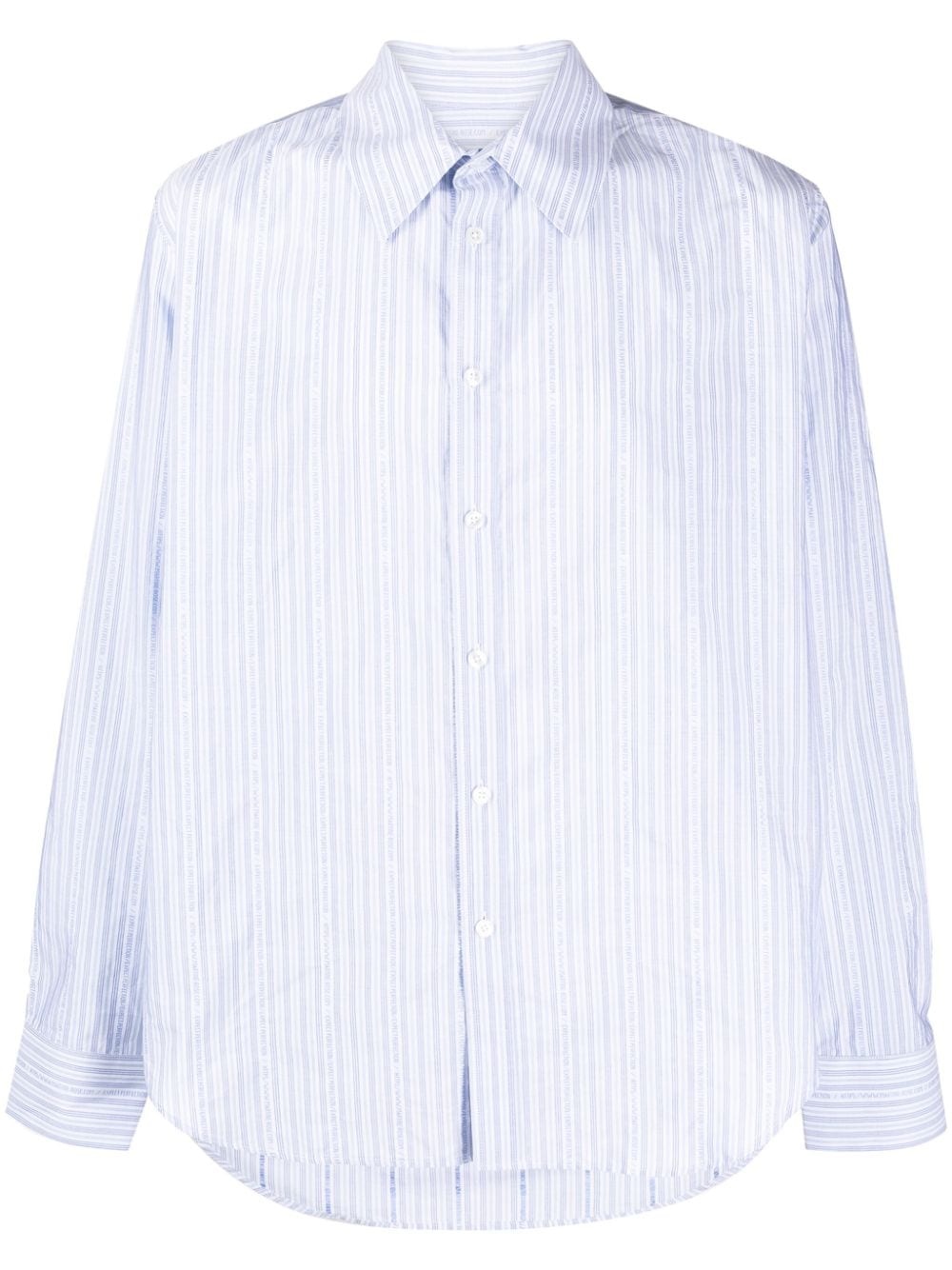 striped logo-print cotton shirt - 1