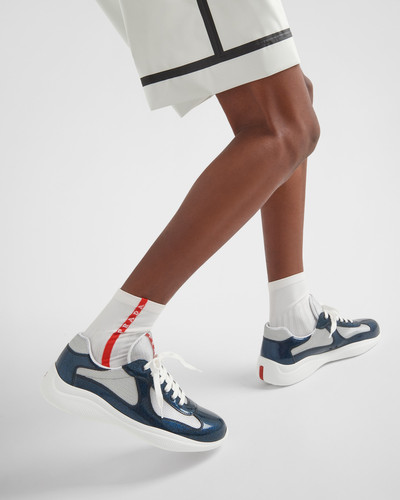 Prada Prada America's Cup patent leather and bike fabric sneakers outlook