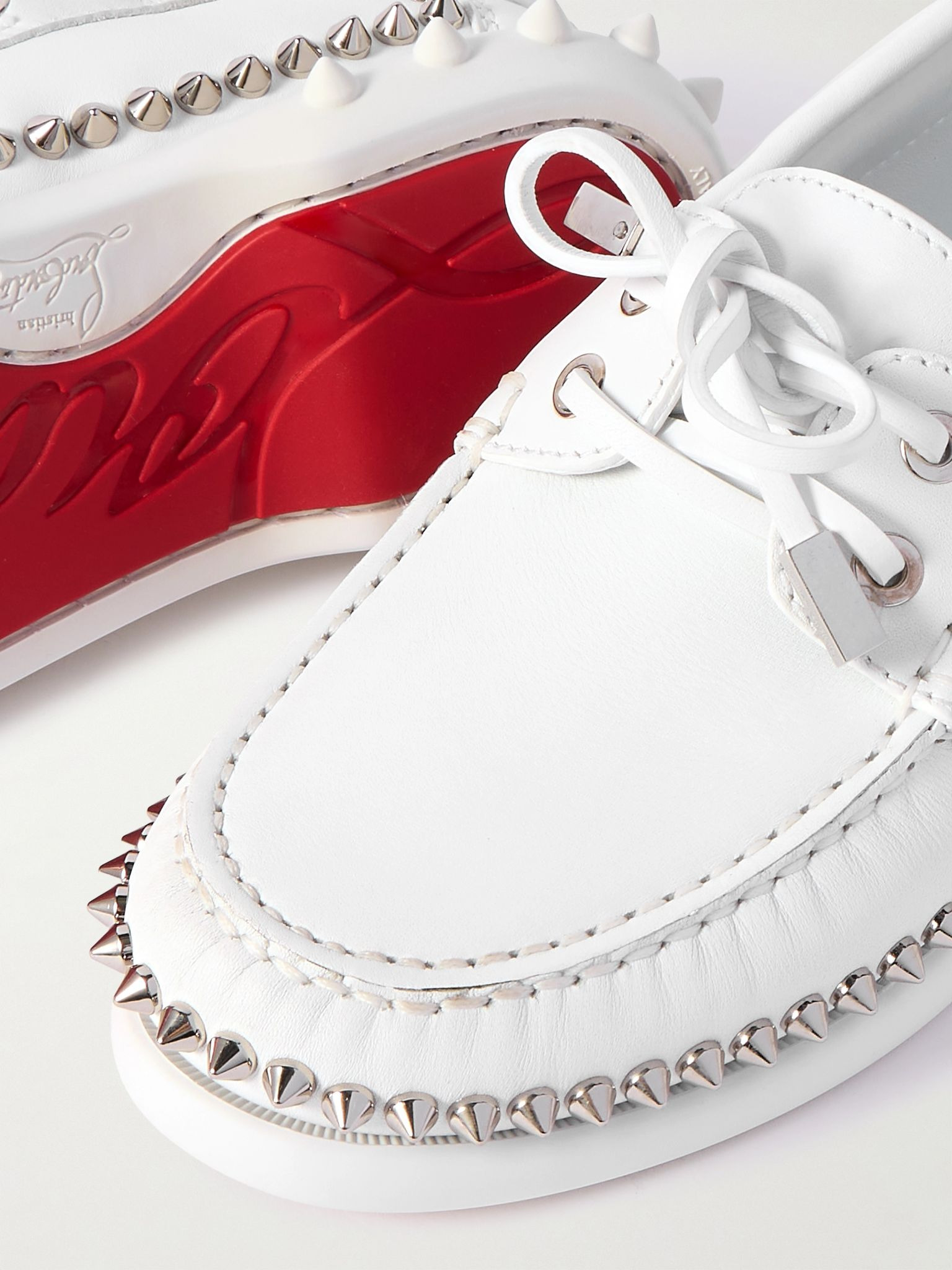 Gerockel studded leather boat shoes White - 4