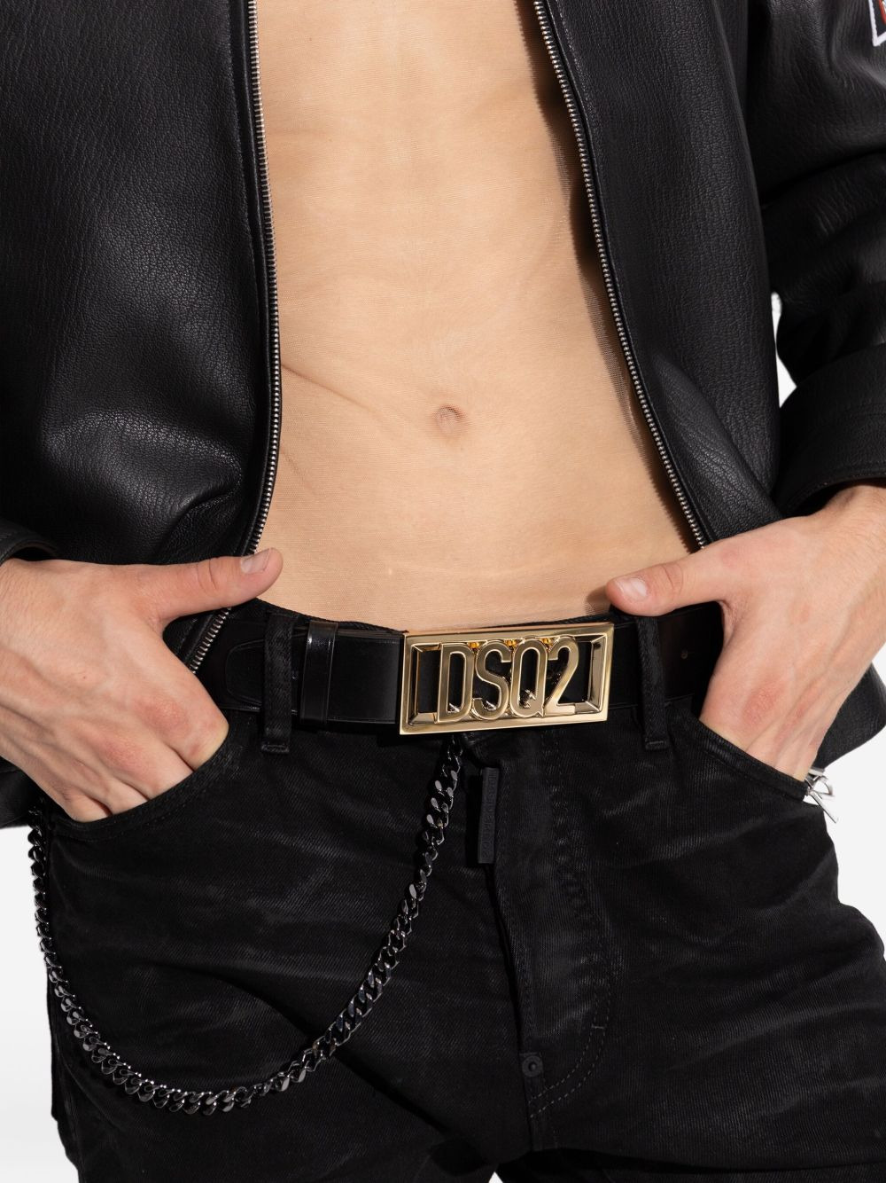logo-detail leather belt - 4
