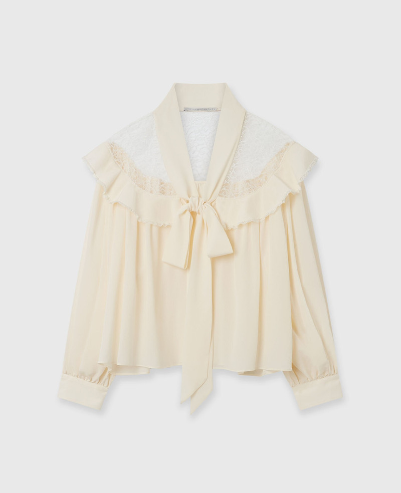 Silk Crêpe de Chine Pussybow Shirt - 1