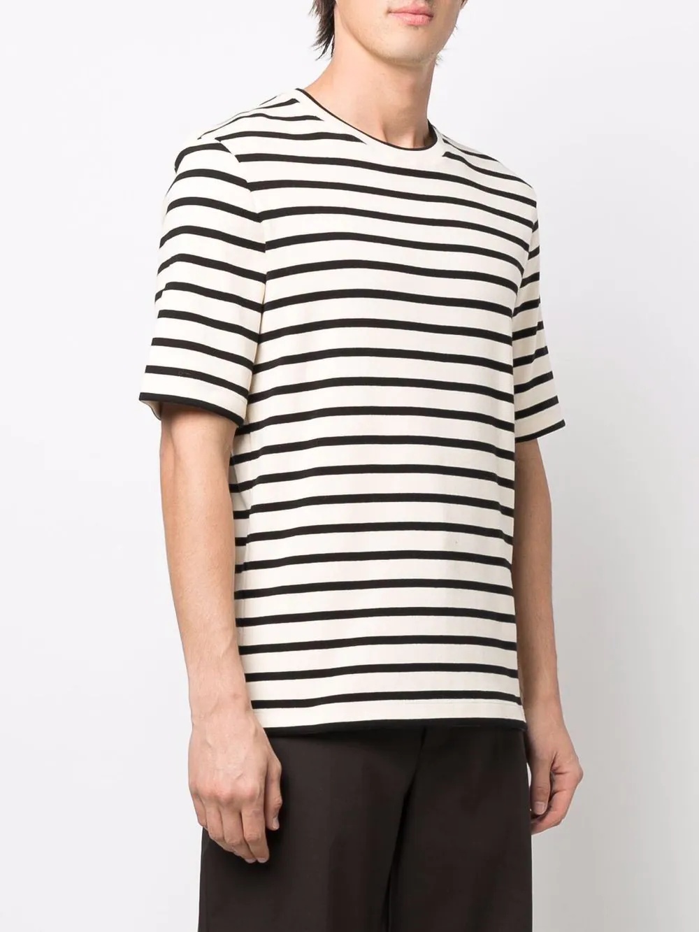 rear logo-patch striped T-shirt - 3