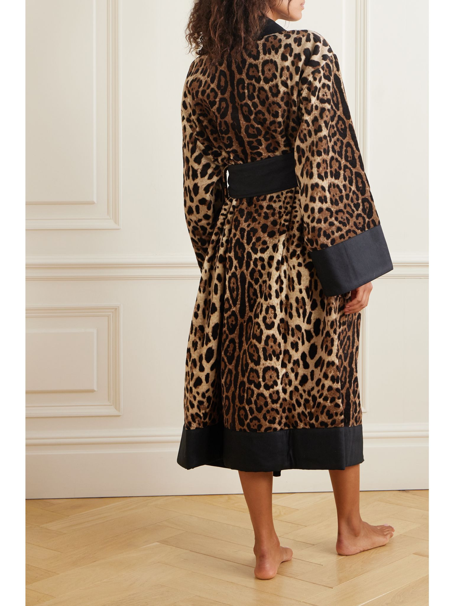 Leopard-print cotton-terry robe Brown - 3