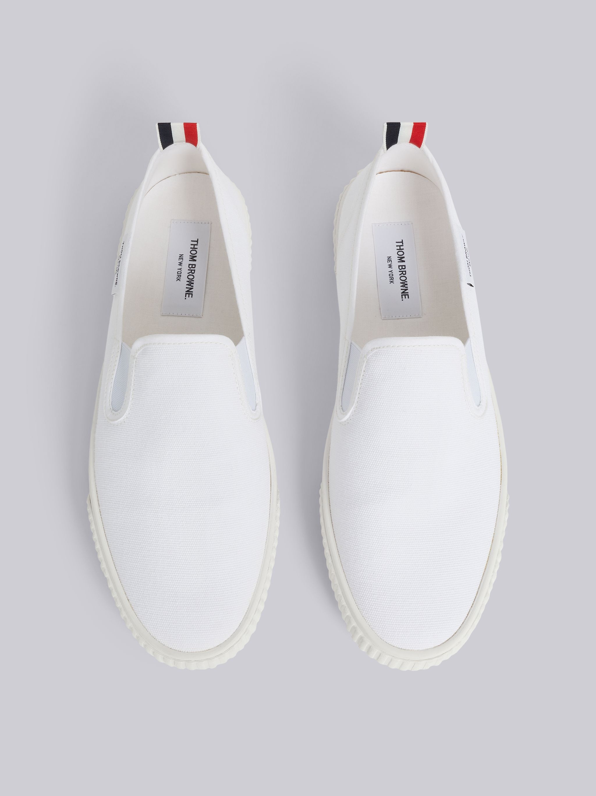 White Cotton Canvas Slip-On Heritage Trainer - 4