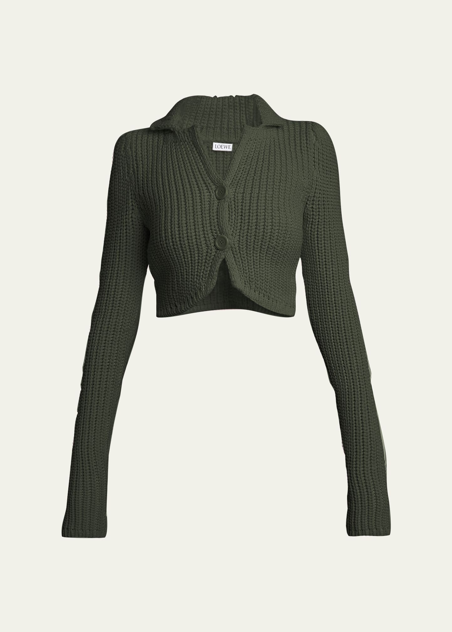 Collared Crop Knit Cardigan - 1