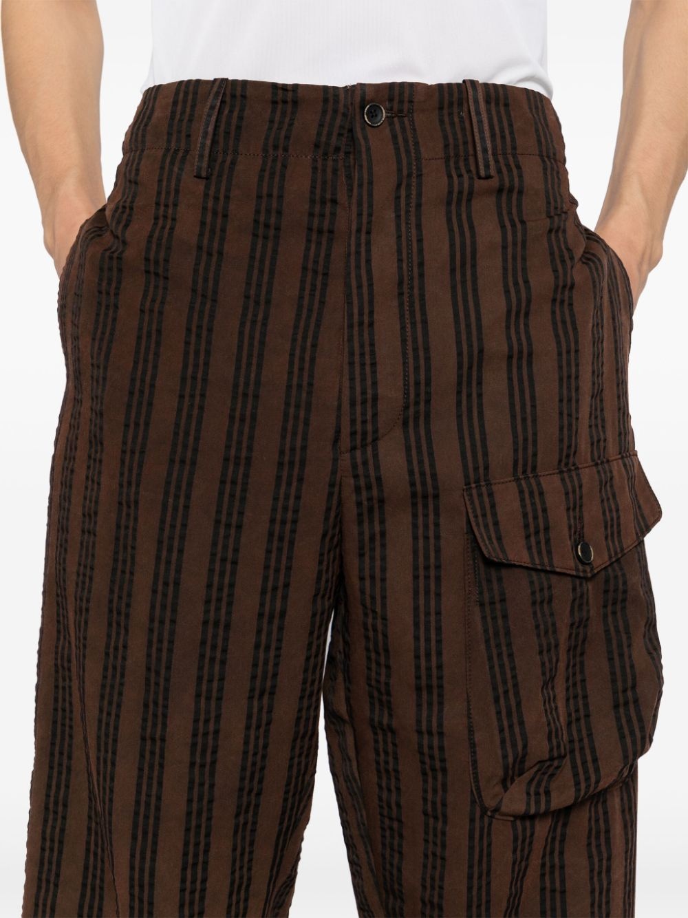 vertical-stripe drop-crotch trousers - 5