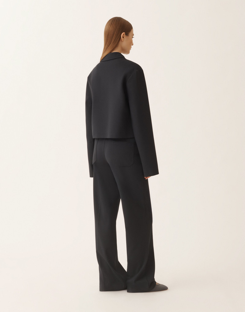 Boxy jacket in midnight blue Milano stitch jersey 4