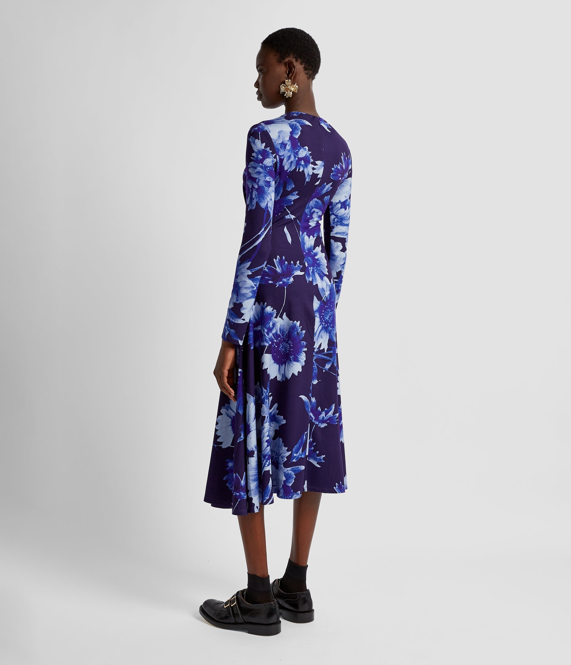 LONG SLEEVE DRAPED MIDI DRESS - 3