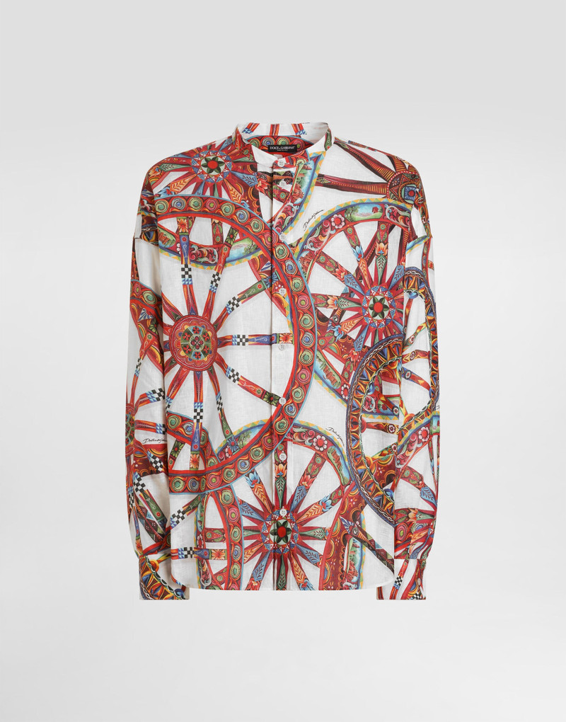 Carretto-print linen shirt 1