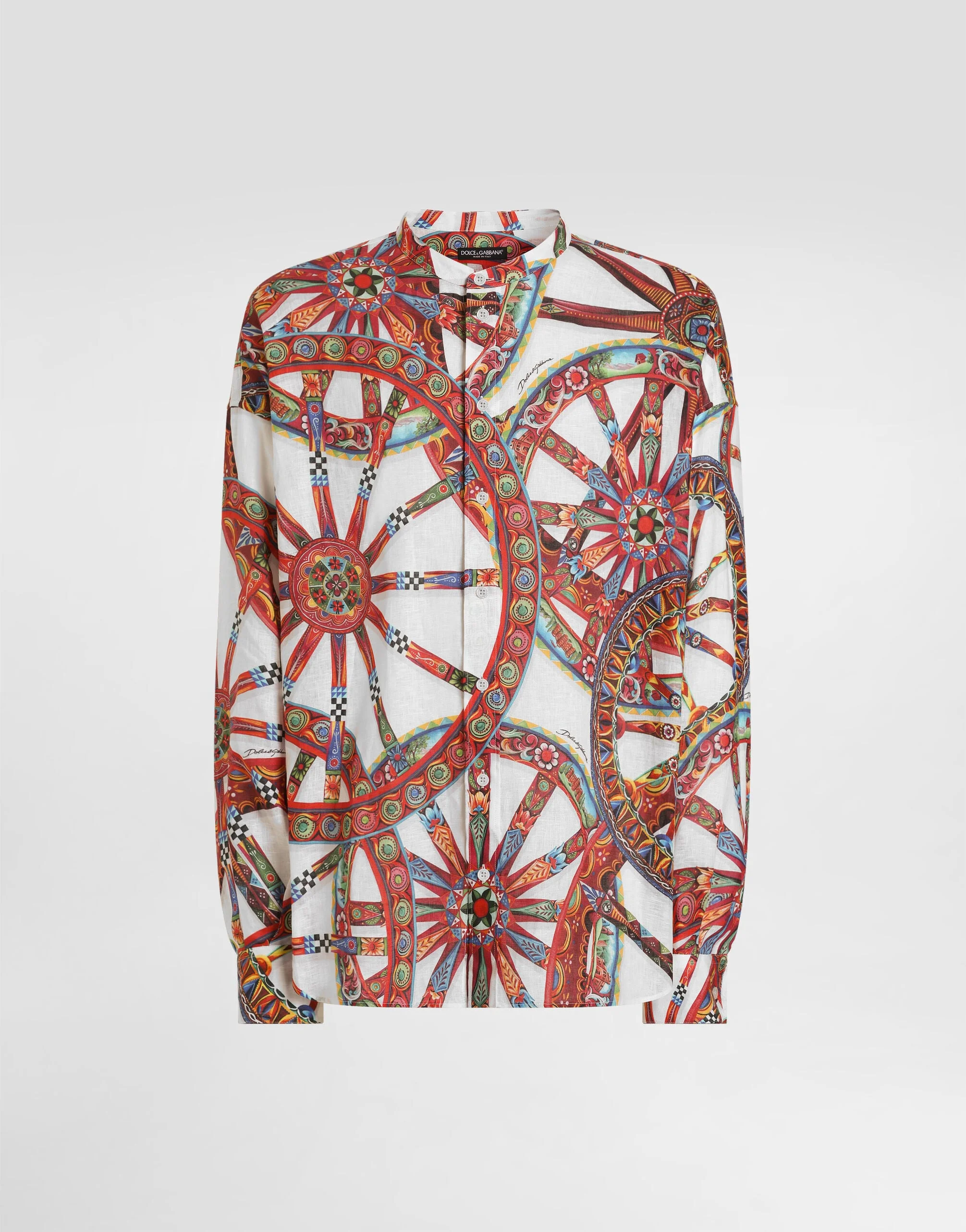 Carretto-print linen shirt - 1