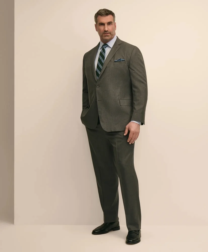 Brooks Brothers Explorer Collection Big & Tall Stretch Wool Blend Pinstripe Suit Pants - 1