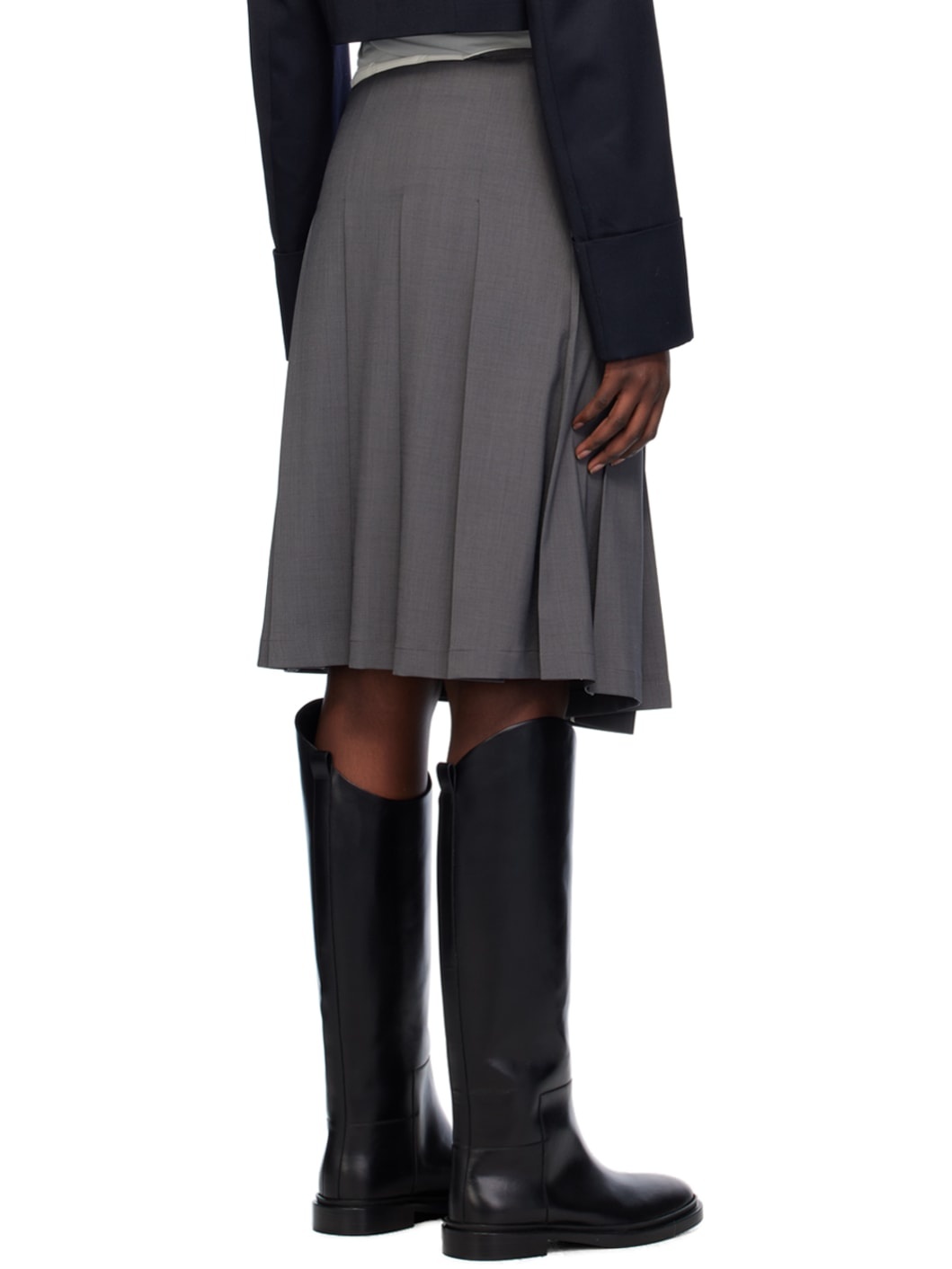 Gray Wrap Midi Skirt - 3