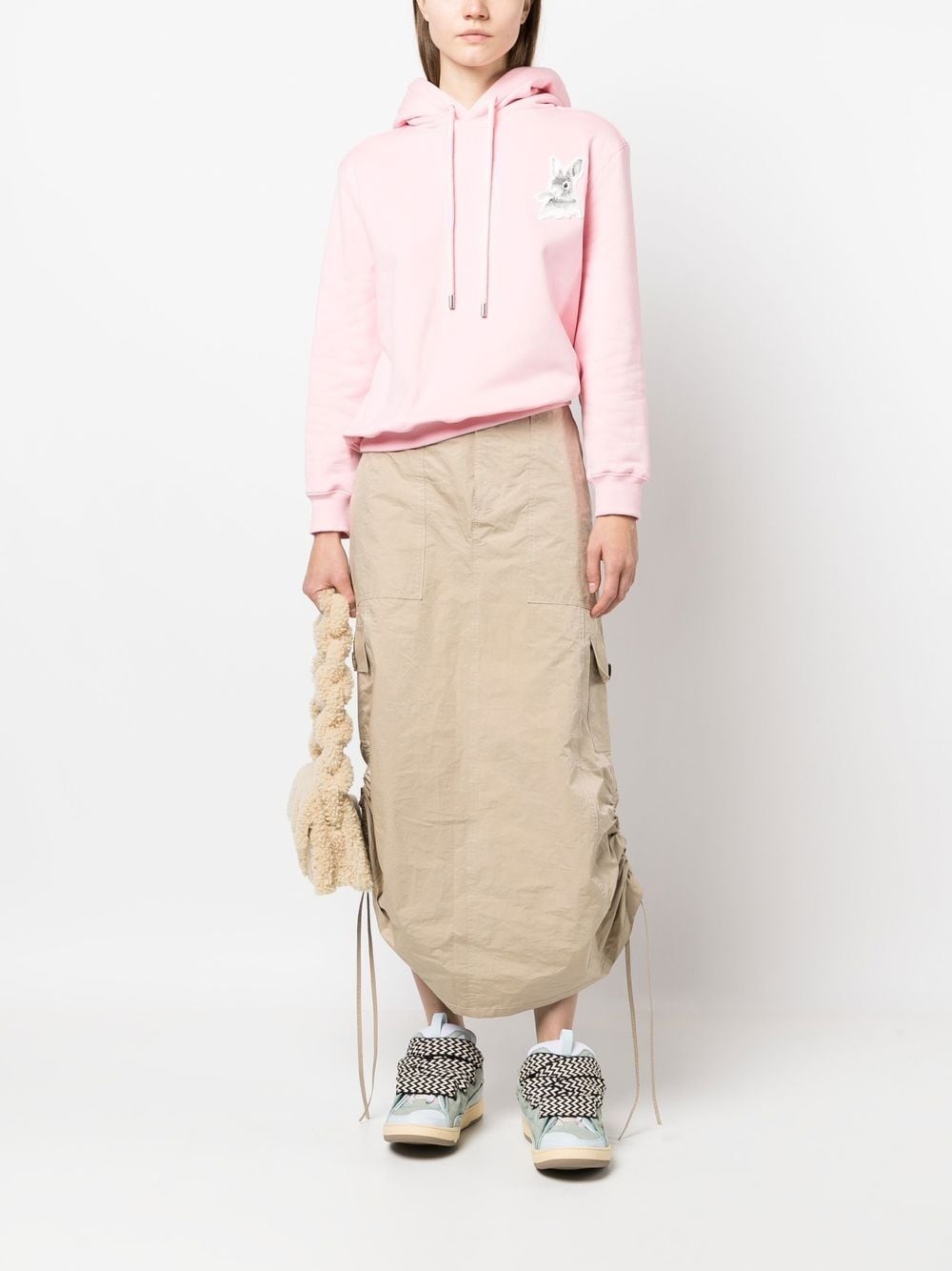 rabbit-embroidered drawstring hoodie - 2