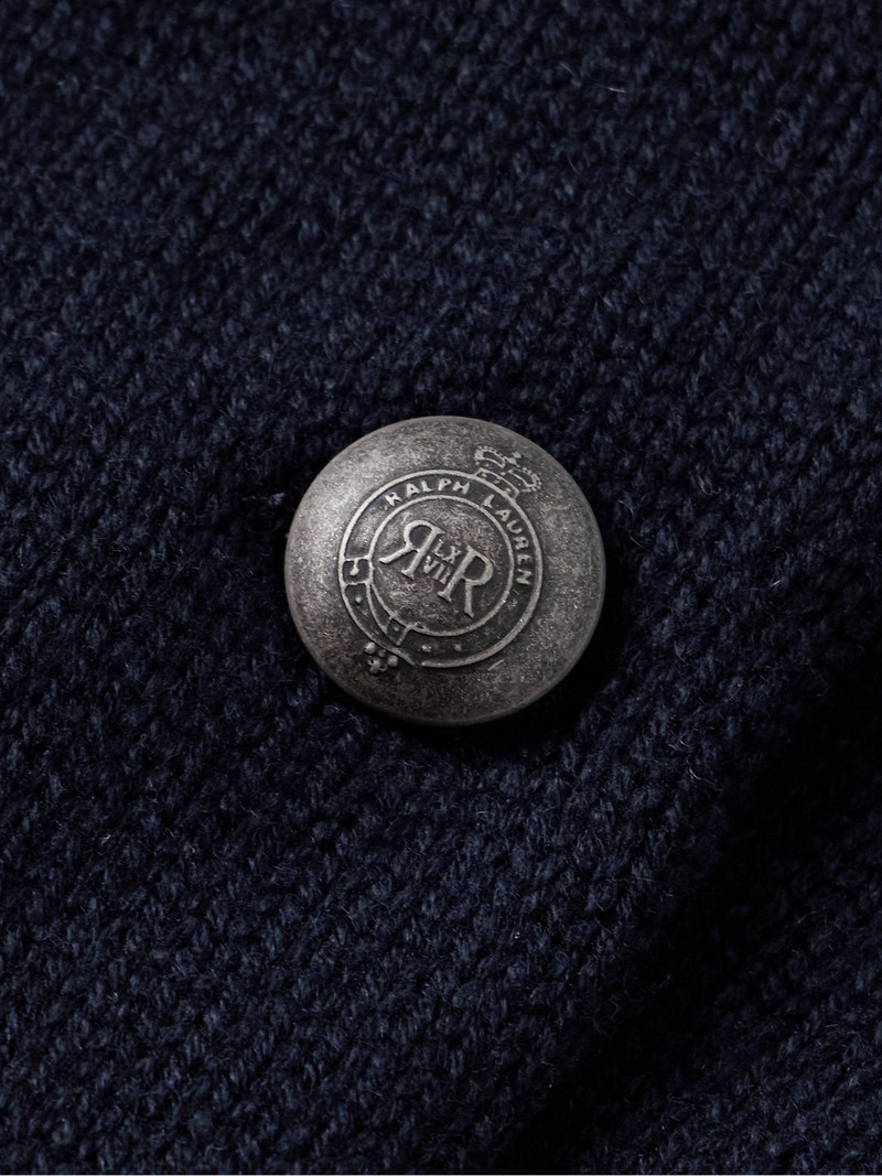 Double-Breasted Shawl-Collar Cashmere Cardigan Blue 5