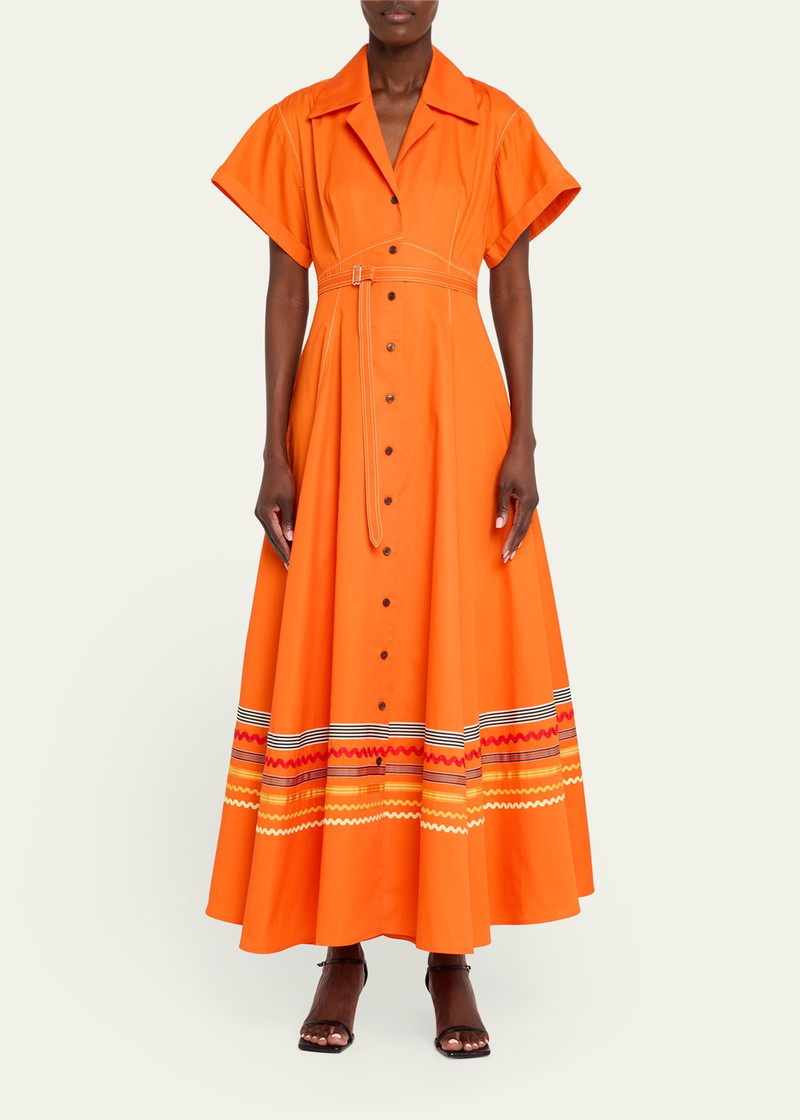 CHRISTOPHER JOHN ROGERS Embroidered Short Sleeve Belted Shirtdress outlook