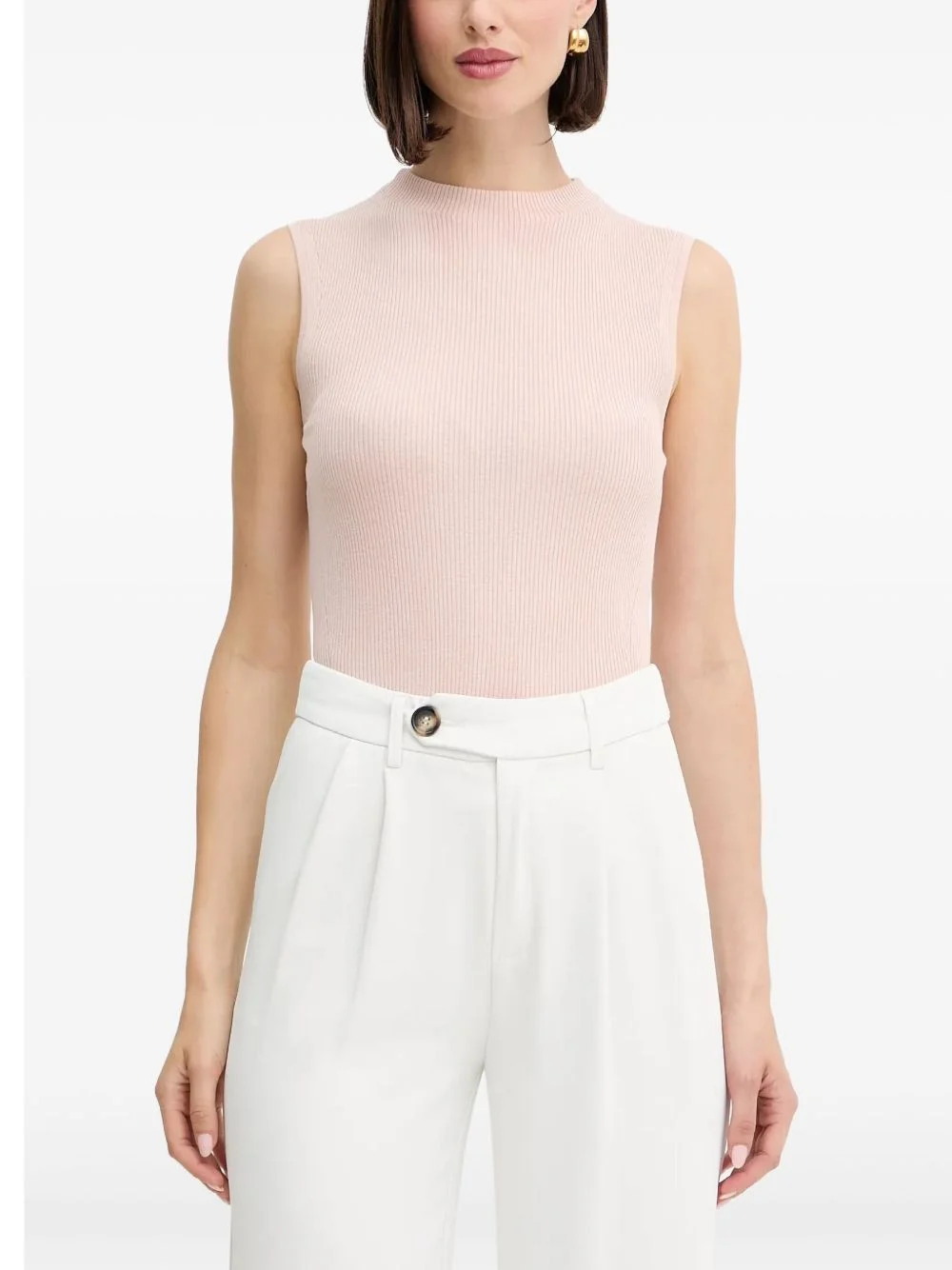 ribbed sleeveless top - 1